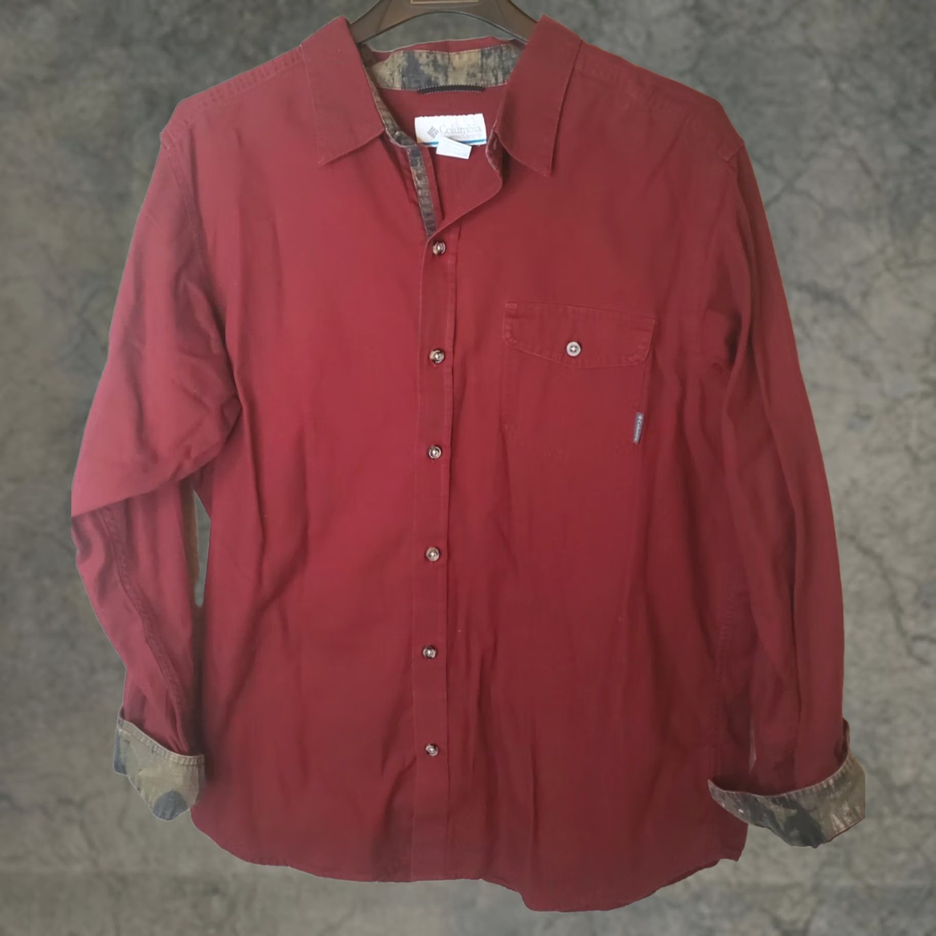 Vintage Columbia Shirt Men L Button-Up Long Sleeve Black Cam o Trim Collar & Cuffs Hunting to Casual Wear UV Pockets Canvas Cotton Polyester Docked Size US L / EU 52-54 / 3 - 1 Thumbnail
