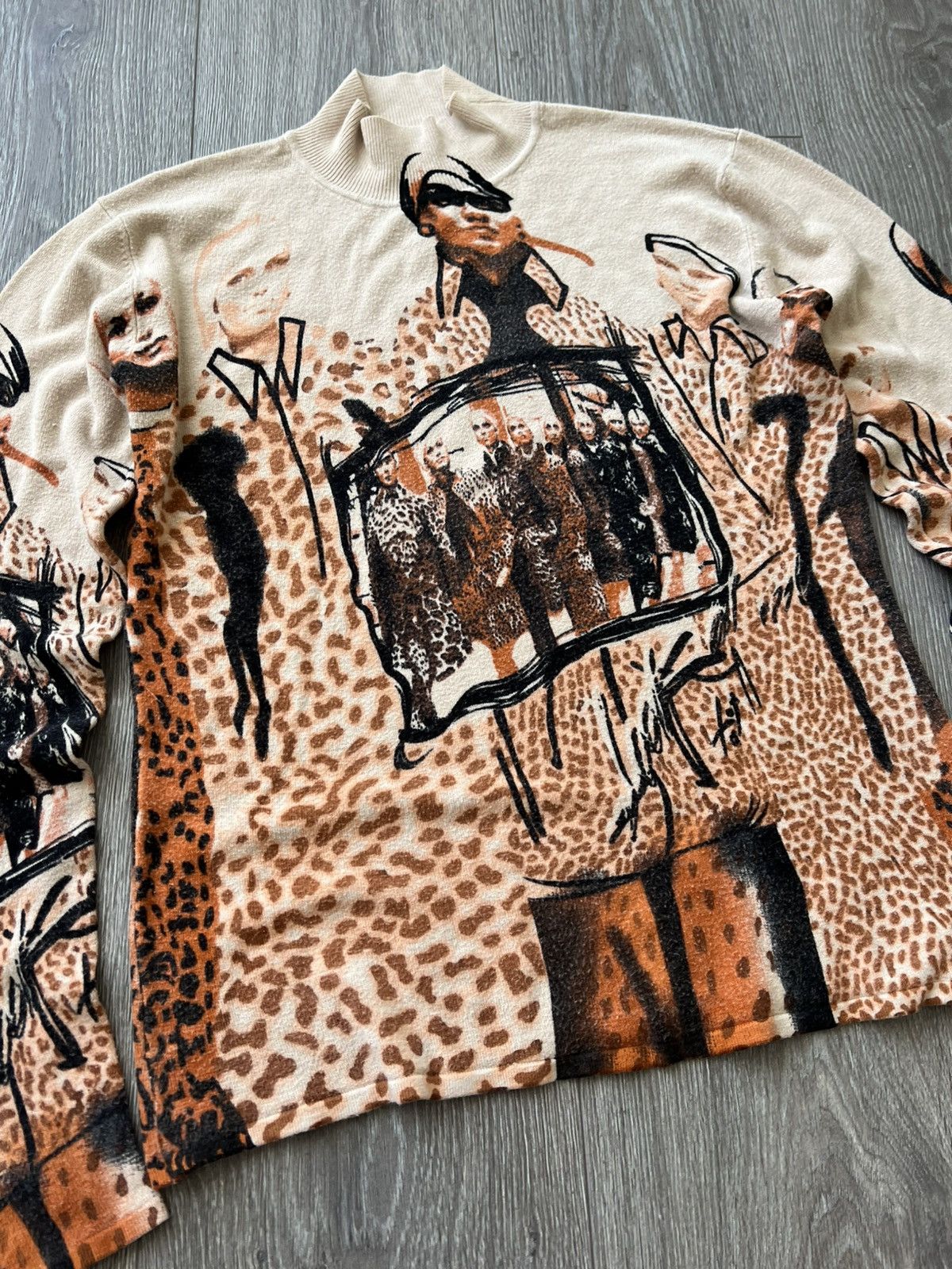 Japanese Brand Vintage XFN Leopard Graphic Print Knit Jumper JPG Style Size L / US 10 / IT 46 - 3 Thumbnail
