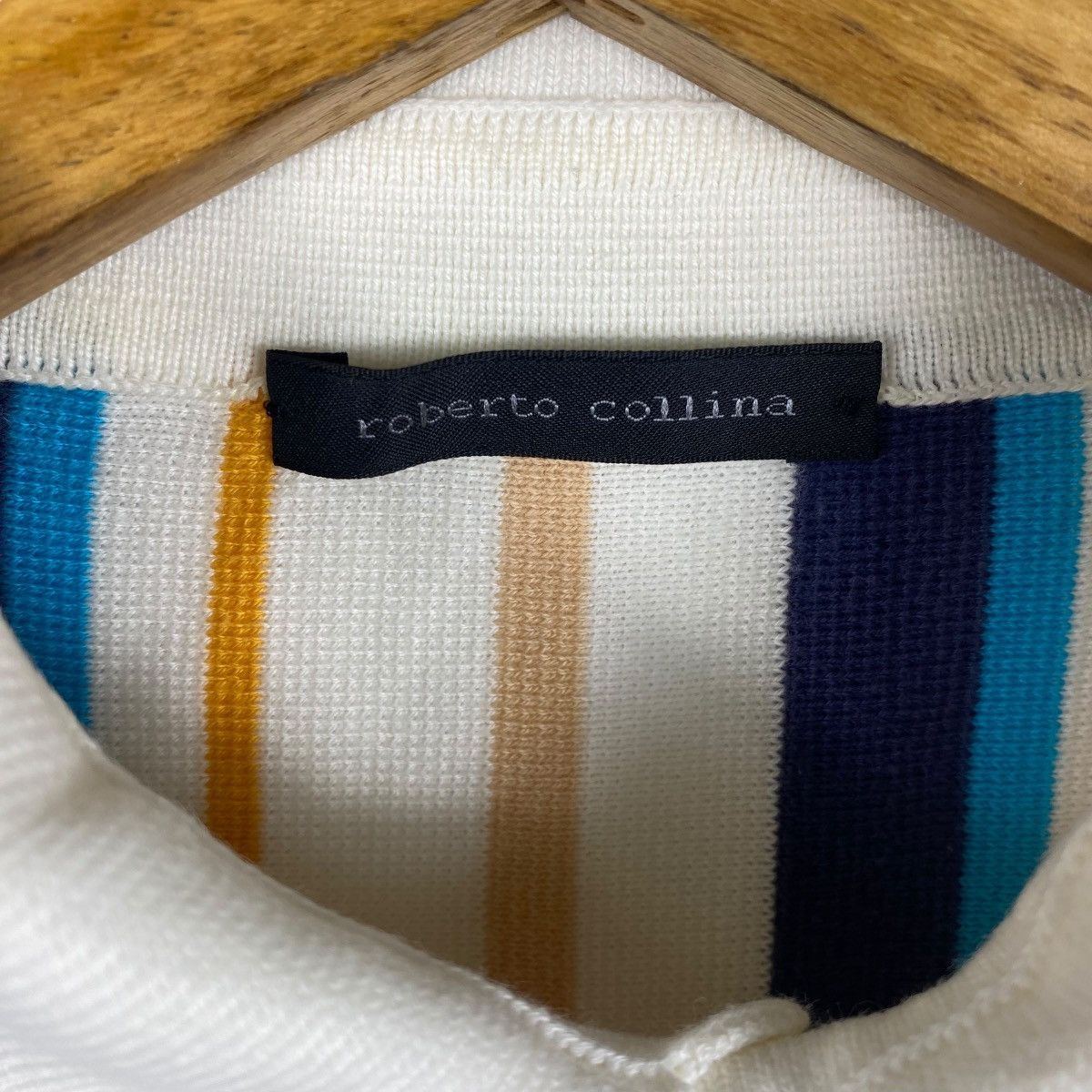 Designer × Roberto Collina Vintage ROBERTO COLLINA Knitted Striped Polo Made In Italy Size US S / EU 44-46 / 1 - 5 Thumbnail
