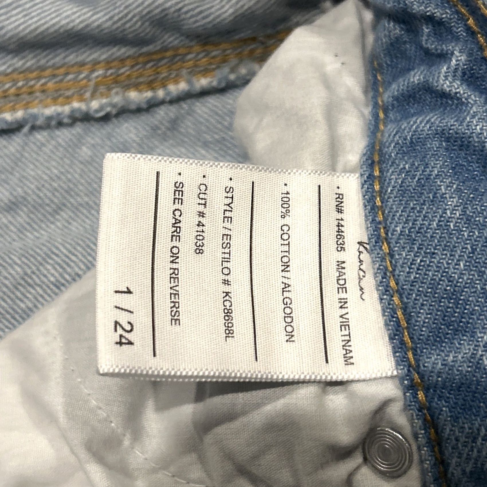 Vintage Kancan Jeans Women 24 Blue Cotton Denim Button Fly 31in Inseam Straight Distressed Regular Waist 26 Model Kancan Baggy Fit Vintage No Size 42" / US 20 - 4 Thumbnail