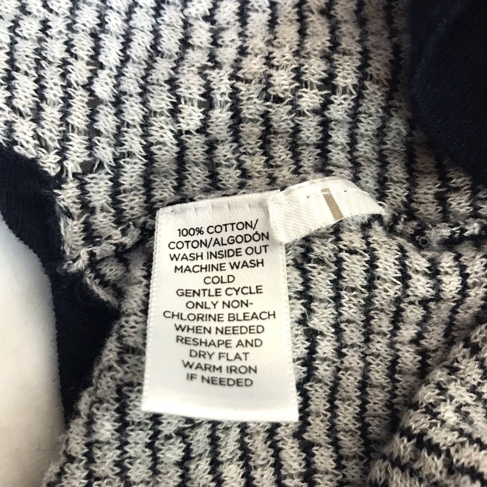 Lou & Grey Lou & Grey Geometric Open Front Knit Cardigan Womens Size M Navy/White Lightweight Breathable Size M / US 6-8 / IT 42-44 - 6 Thumbnail