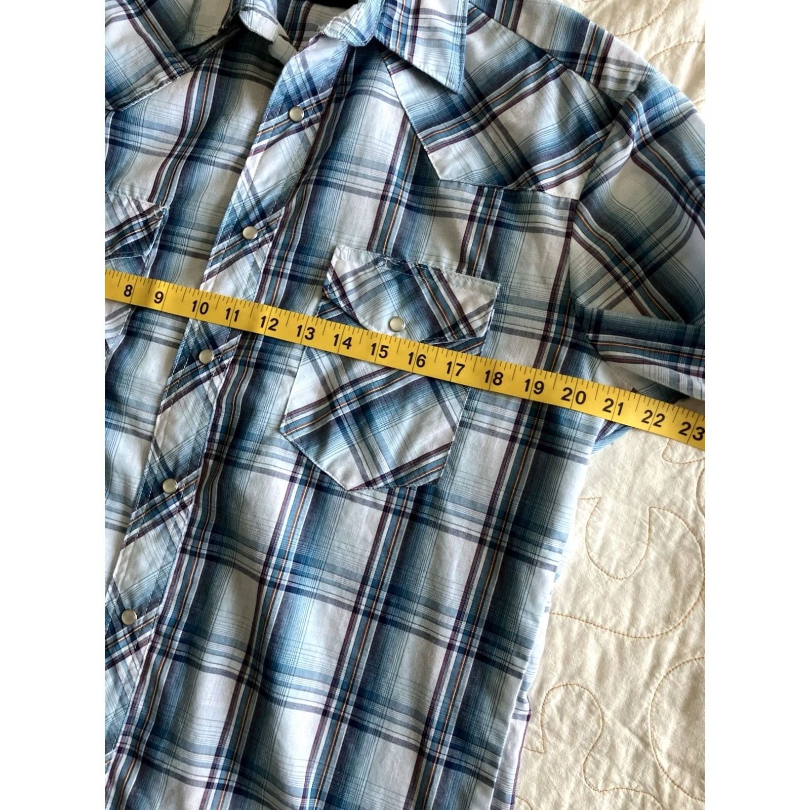 Wrangler VINTAGE Wrangler Pearl Snap Shirt Men’s M Blue Plaid Short Sleeve Western Rodeo Size US M / EU 48-50 / 2 - 6 Thumbnail