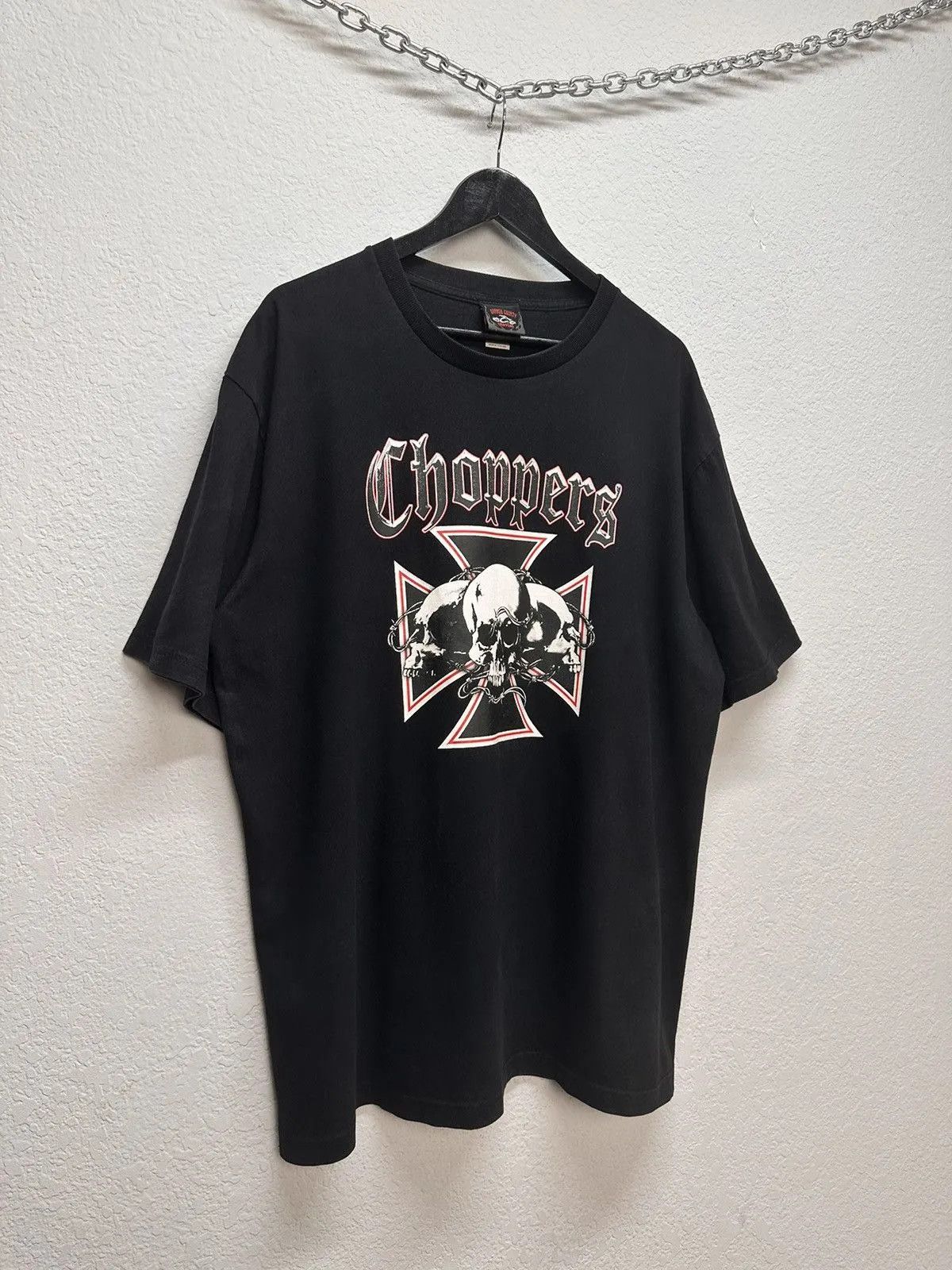 Harley Davidson Vintage West Choppers Black T-shirt Made USA Faded Y2K Size US XL / EU 56 / 4 - 4 Thumbnail
