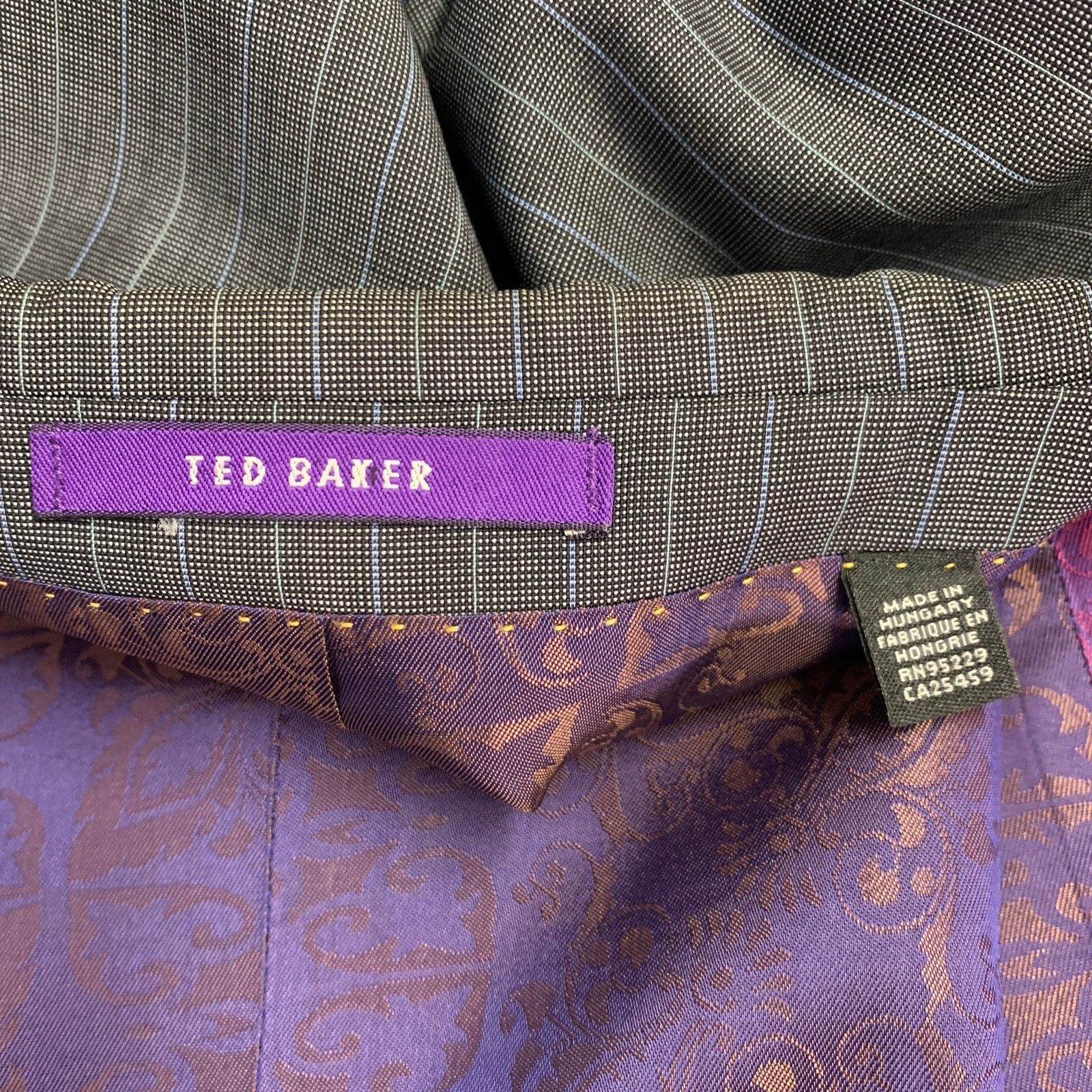 Ted Baker TED BAKER Grey Blue Pinstripe Wool Mohair Notch Lapel Suit Size 40R - 9 Thumbnail