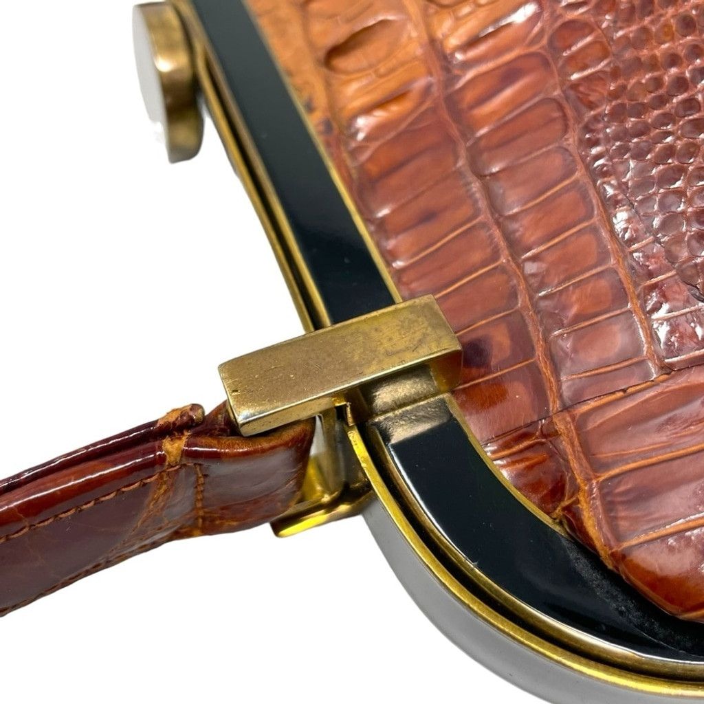 Vintage Genuine Crocodile Leather Hornback Skin Top Handle Bag (VTG) Size ONE SIZE - 10 Thumbnail