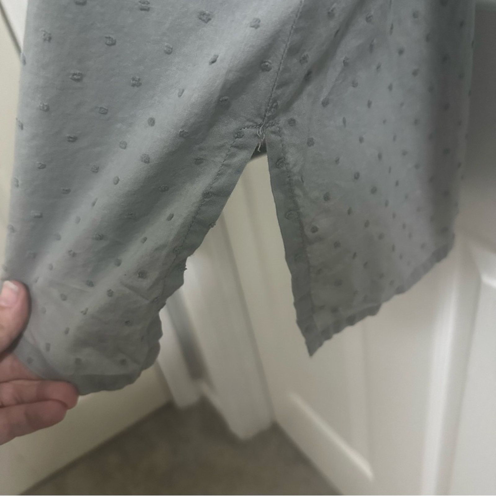 Other RUNGOLEE Gray Textured Blue Embroidered Accent Blouse Small Size S / US 4 / IT 40 - 2 Thumbnail