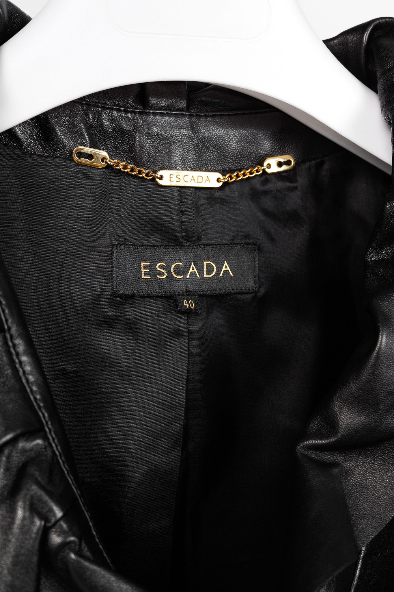 Escada Escada Luloo Black Leather Ruffle-Trim Jacket Size M / US 6-8 / IT 42-44 - 4 Thumbnail