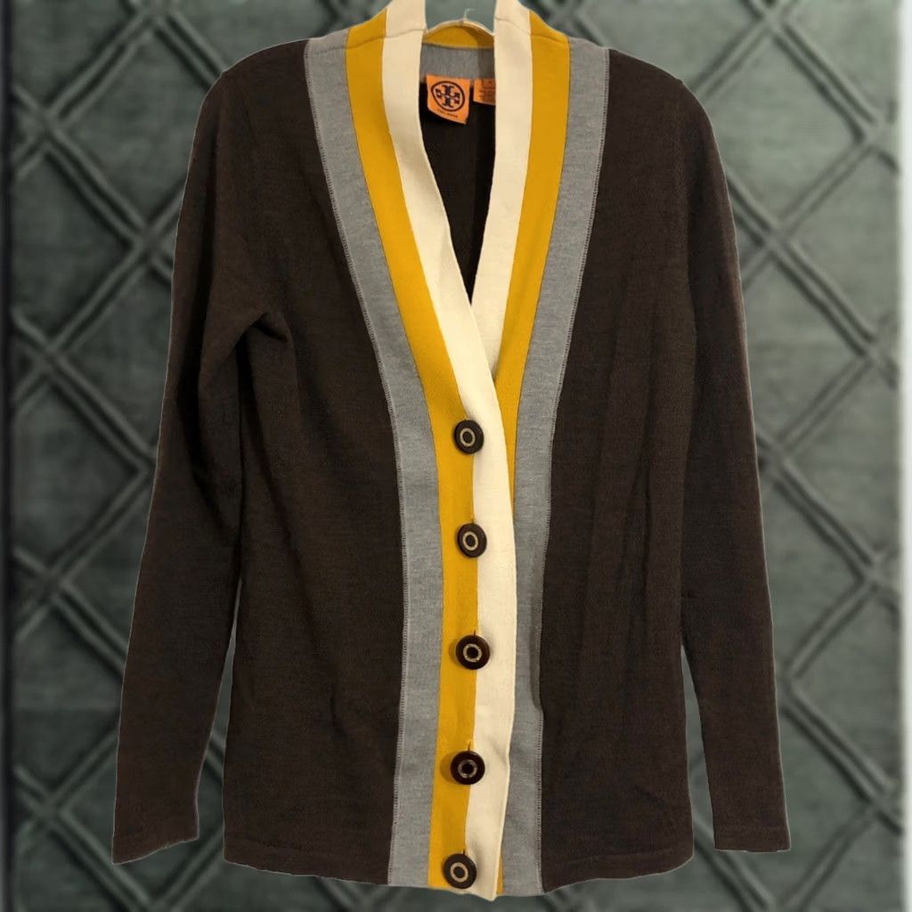 Tory Burch Tory Burch Womens Knit Sweater Button Cardigan Wool Size Medium - Brown Size M / US 6-8 / IT 42-44 - 1 Thumbnail