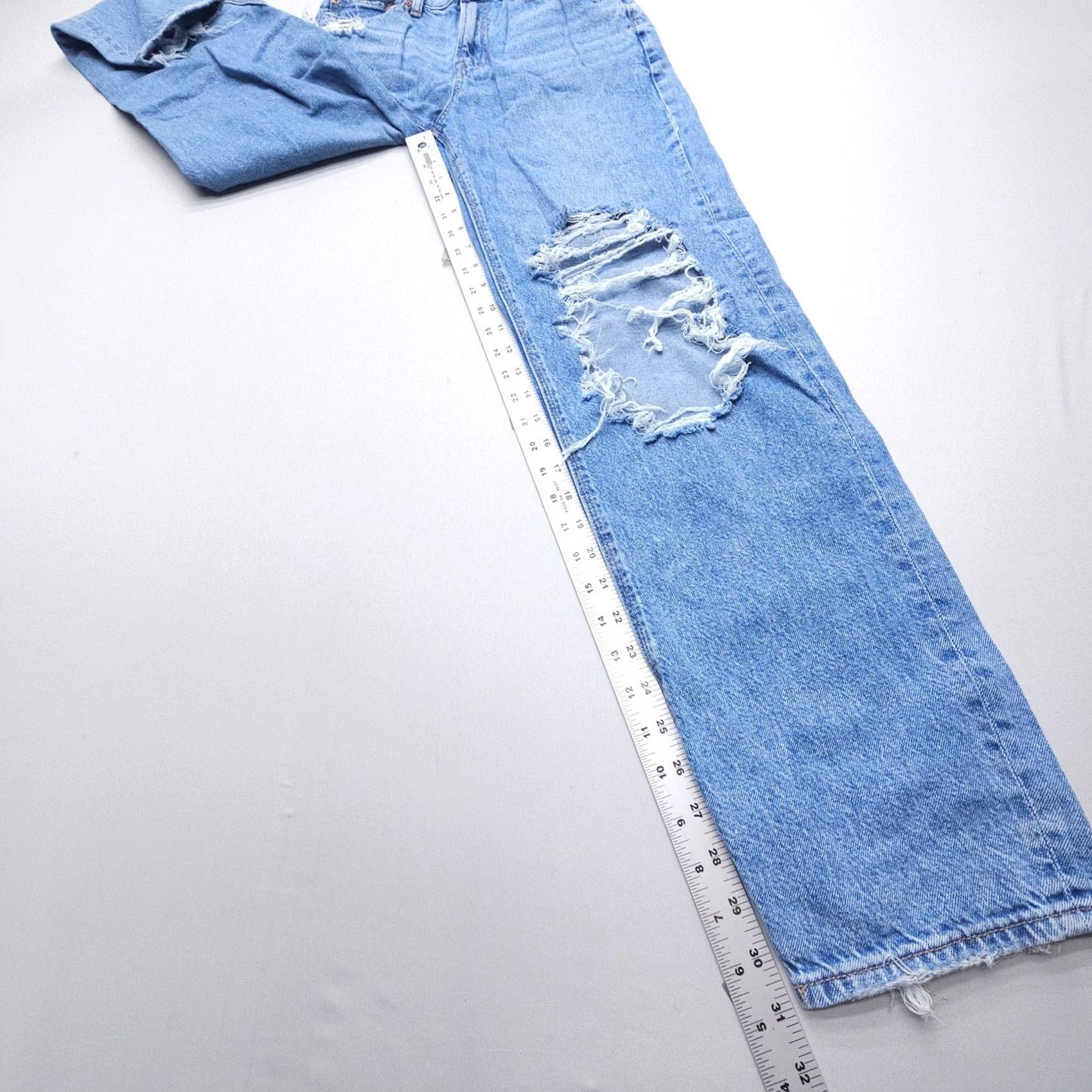 American Eagle Outfitters American Eagle Outfitters Jeans Straight 2 Distressed Denim Rise High Boyfriend Relaxed 27 In 31 In Blue Womens Size 26" / US 2 / IT 38 - 5 Thumbnail