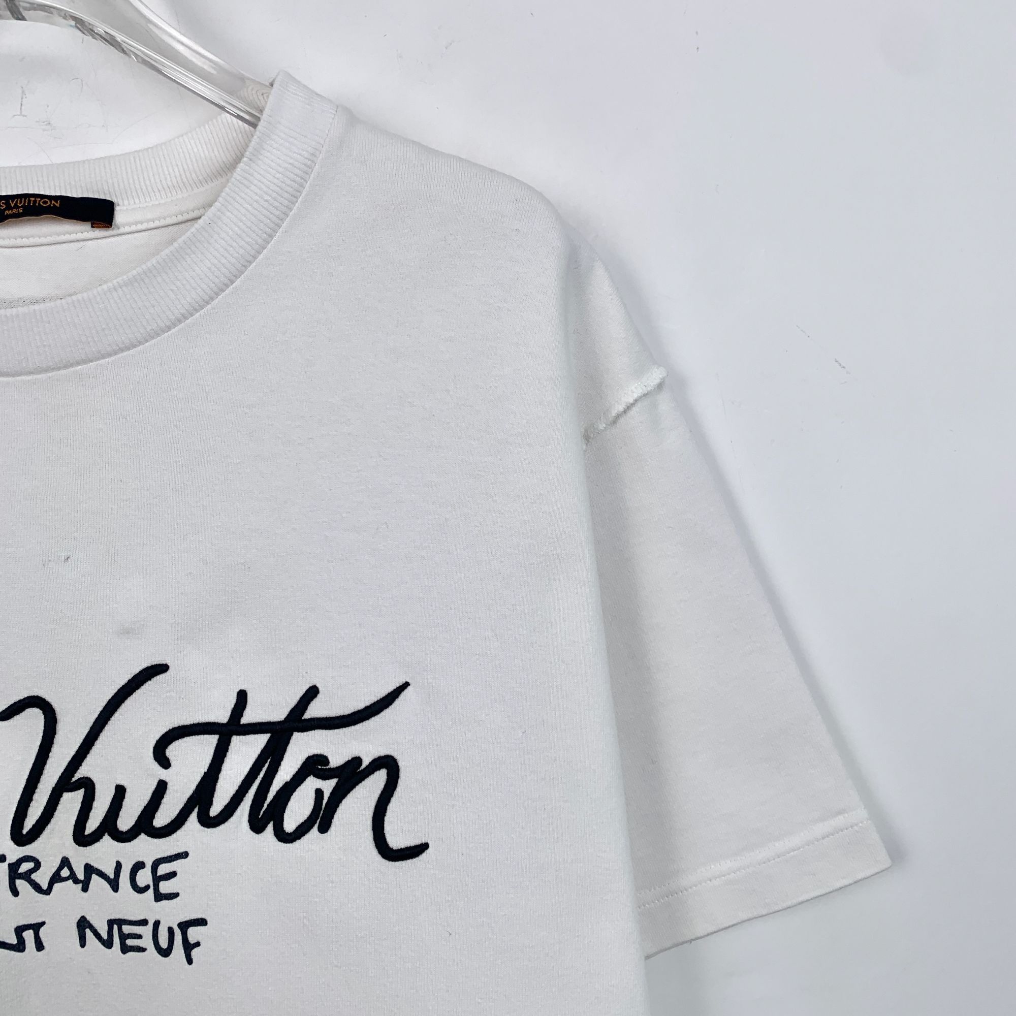 Louis Vuitton Louis Vuitton White Cotton T-Shirt With Black Script Logo De Size M / US 6-8 / IT 42-44 - 3 Thumbnail
