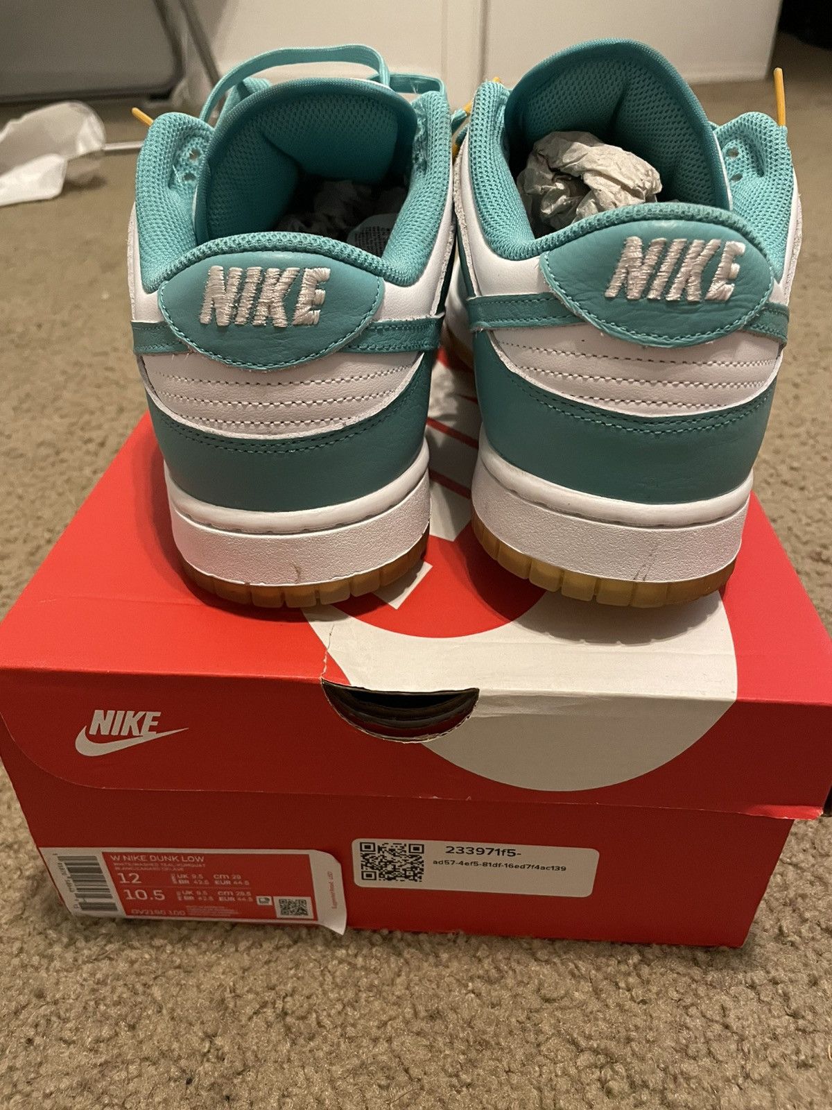 Nike Nike Dunk Low White/Washed Teal Size US 10.5 / EU 43-44 - 5 Thumbnail