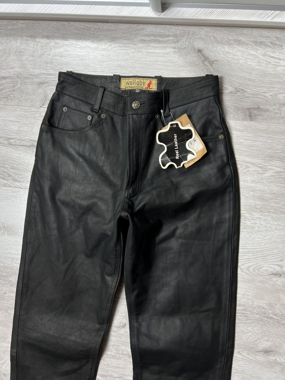Genuine Leather NWT Vintage Wallaby Australian Lifestyle Leather Biker Pants Size US 30 / EU 46 - 2 Thumbnail
