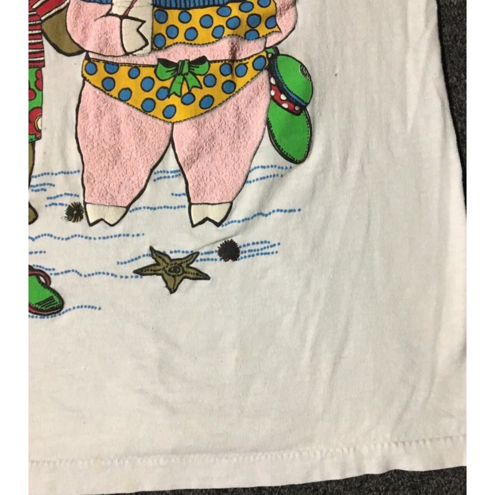 Vintage Vtg 90s Animal Beach Faded Distress Boxy Shirt M White Mens Short Sleeve Rock Grunge Surf Cartoon Rooster Hawaii USA Size US M / EU 48-50 / 2 - 4 Thumbnail