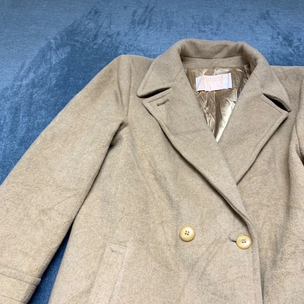 Pendleton VINTAGE Pendleton Peacoat Womens 10 Khaki Wool Notch Double Breasted Made in USA Size L / US 10 / IT 46 - 4 Thumbnail