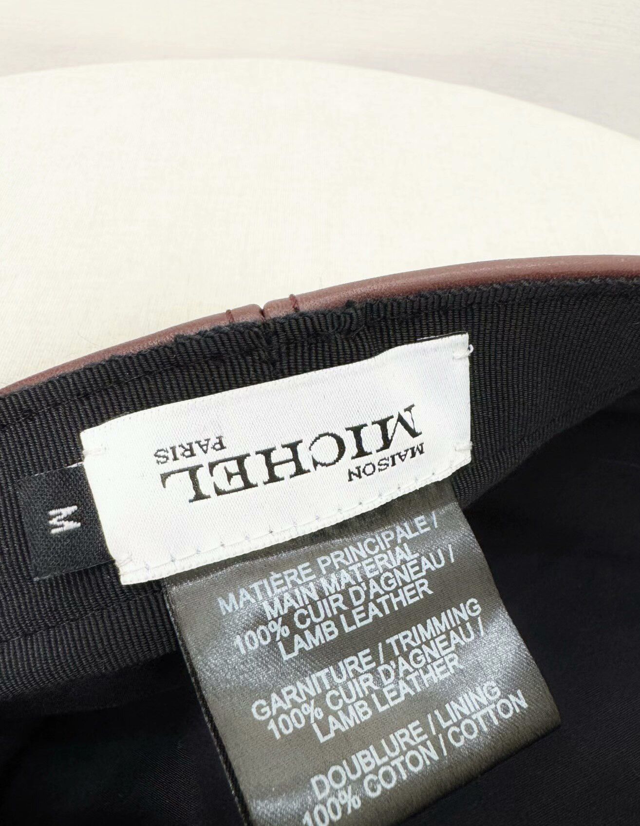 Maison Margiela Maison Michel wine red and brown full leather beret Size ONE SIZE - 5 Thumbnail
