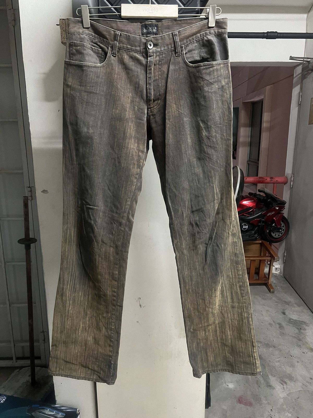 Hysteric Glamour × Japanese Brand × Vintage FLARED🔥THRASHED LOUIS CHAVLON DENIM PANT Size US 32 / EU 48 - 1 Thumbnail