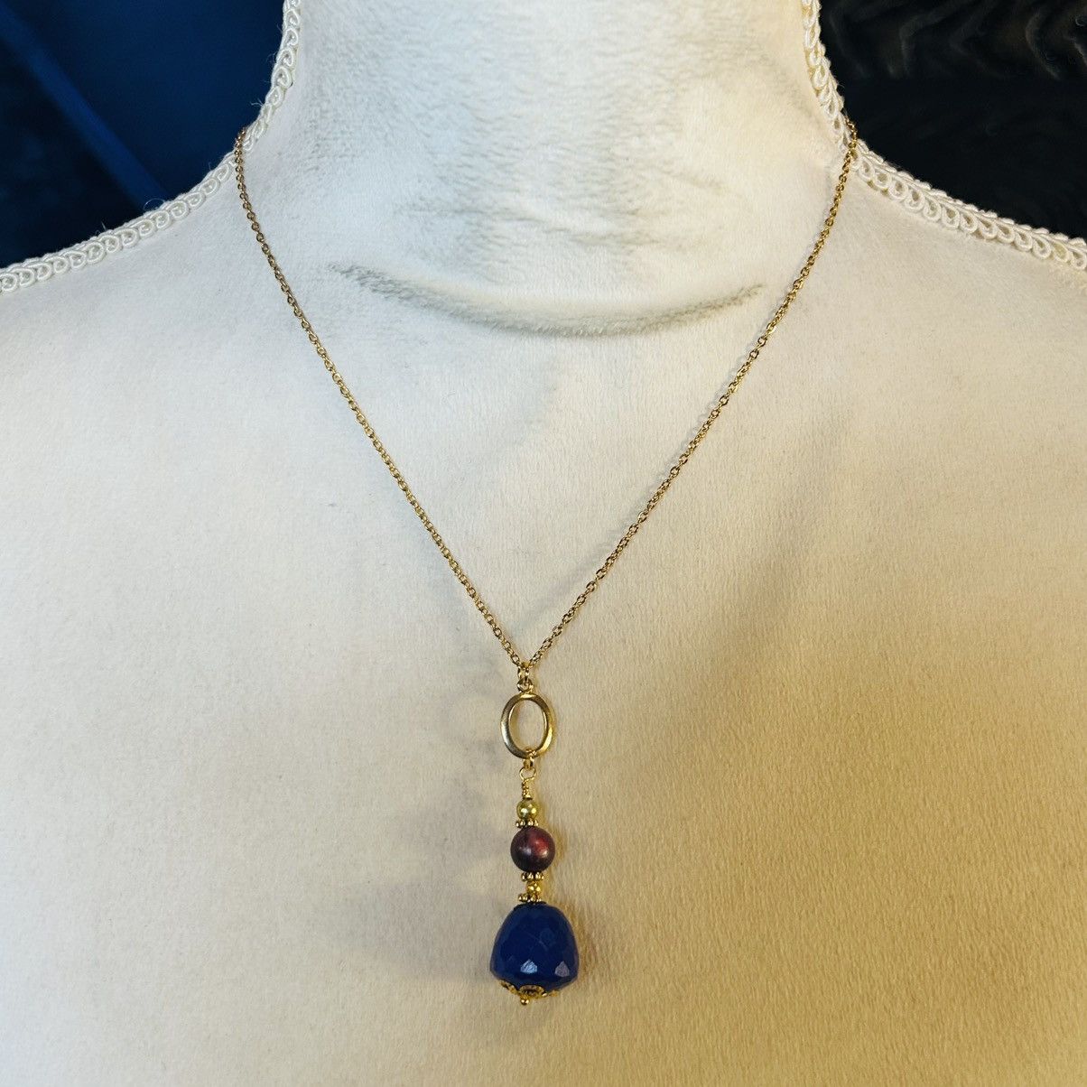Handmade Handcrafted vintage bead drop pendant on chain necklace Size ONE SIZE - 3 Thumbnail