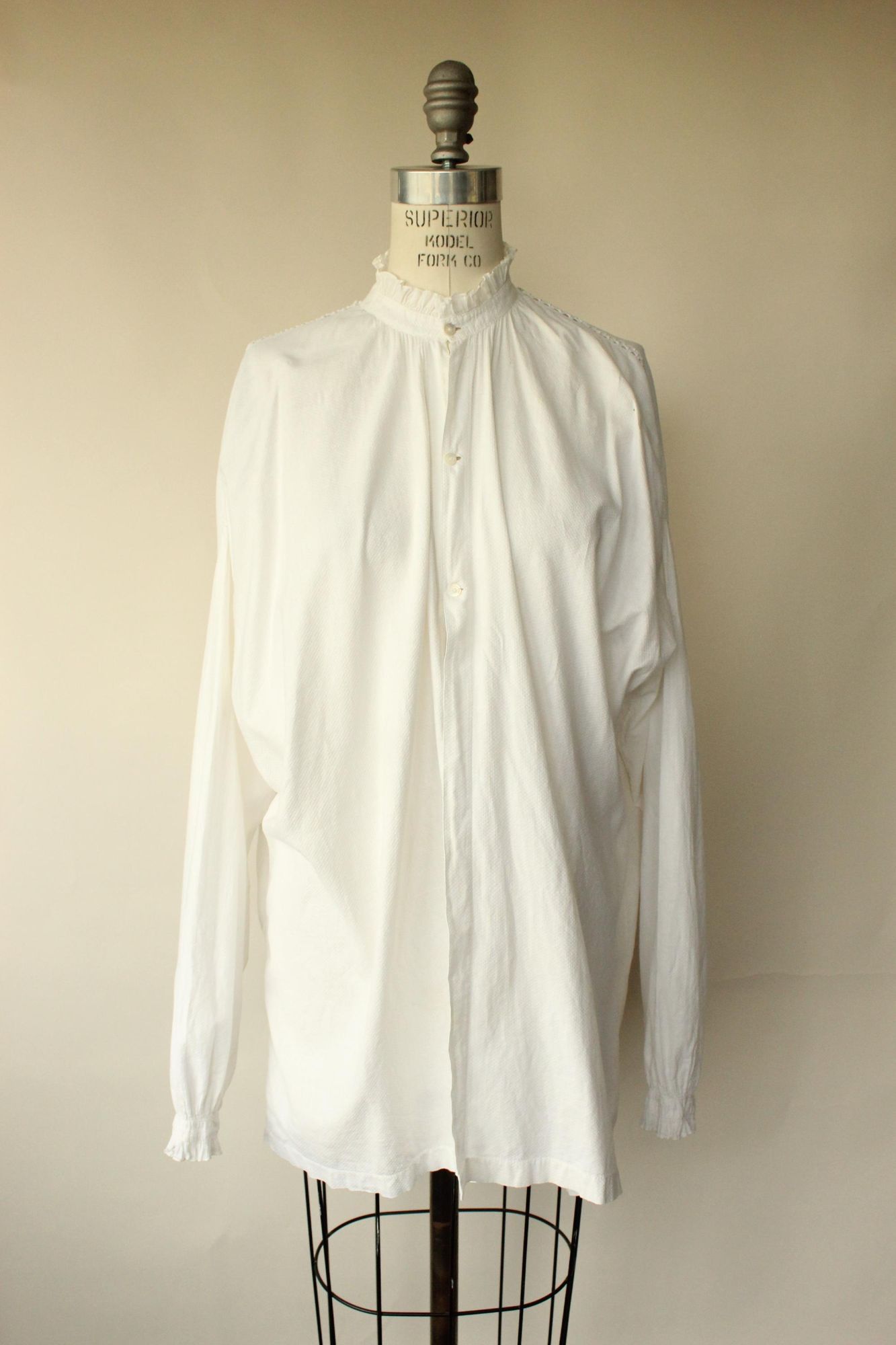 Vintage Vintage Antique 1900s Victorian Blouse, Volup White Cotton E Size 4XL / US 24-26 - 3 Thumbnail