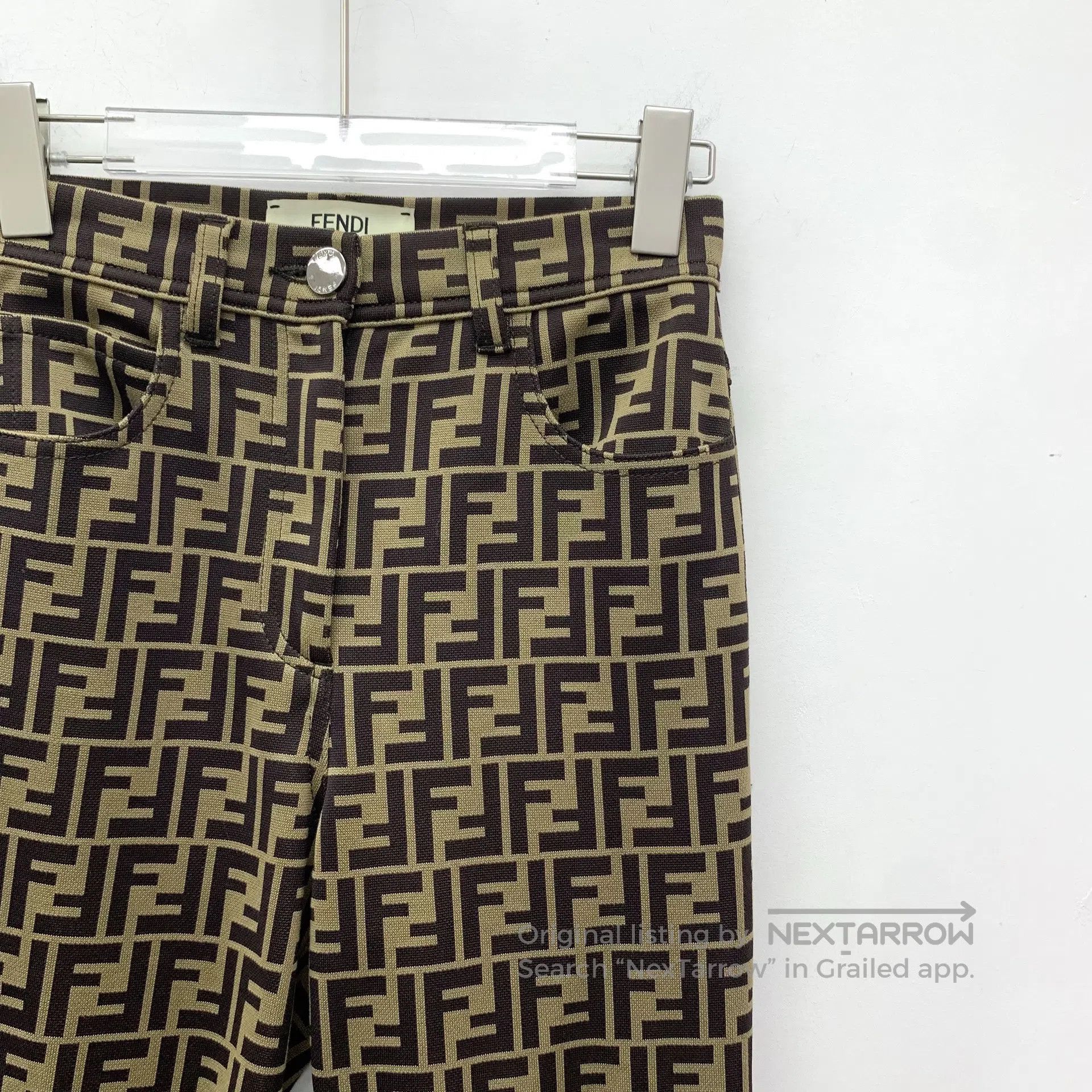Fendi FENDI Dark Brown Double F Printed Cotton Casual Trousers| Size US 40 / EU 56 - 3 Thumbnail