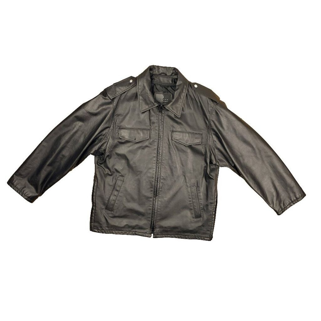 RUDSAK Vintage Black Leather Contemporary Bomber Jacket