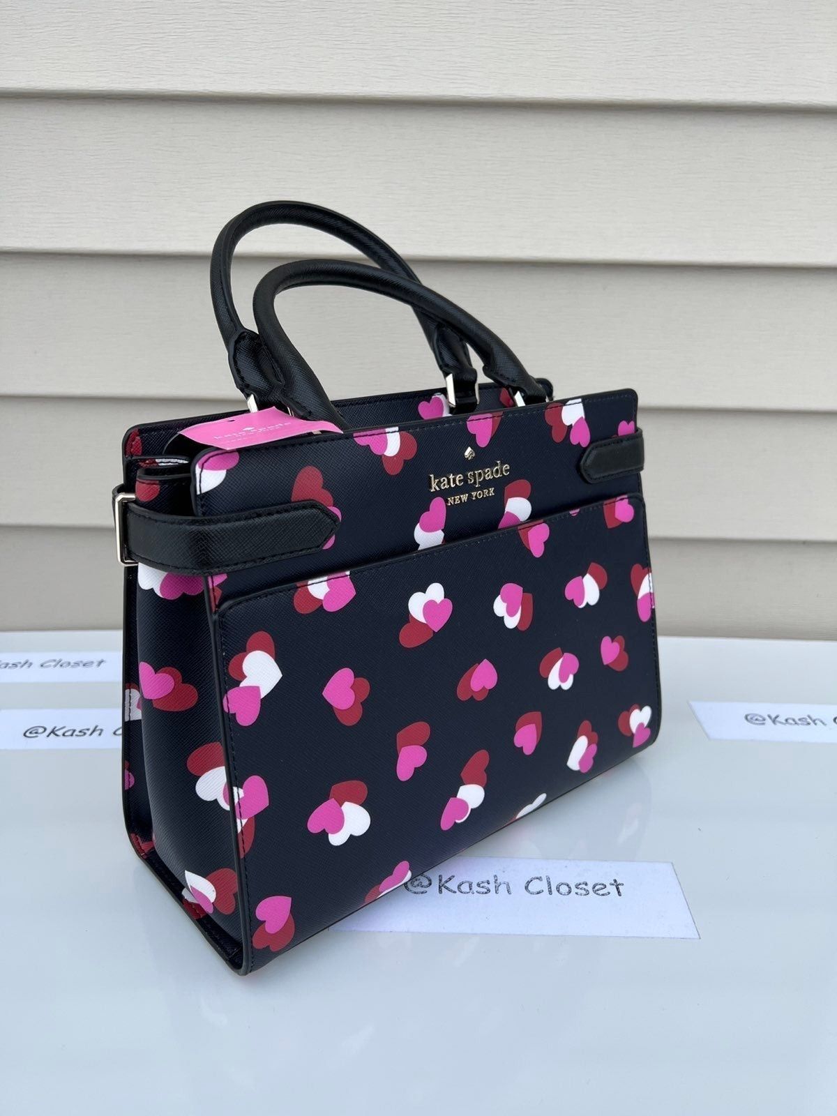 Kate Spade Kate Spade Satchel Staci Medium Satchel Heart Print Black M Size ONE SIZE - 3 Thumbnail