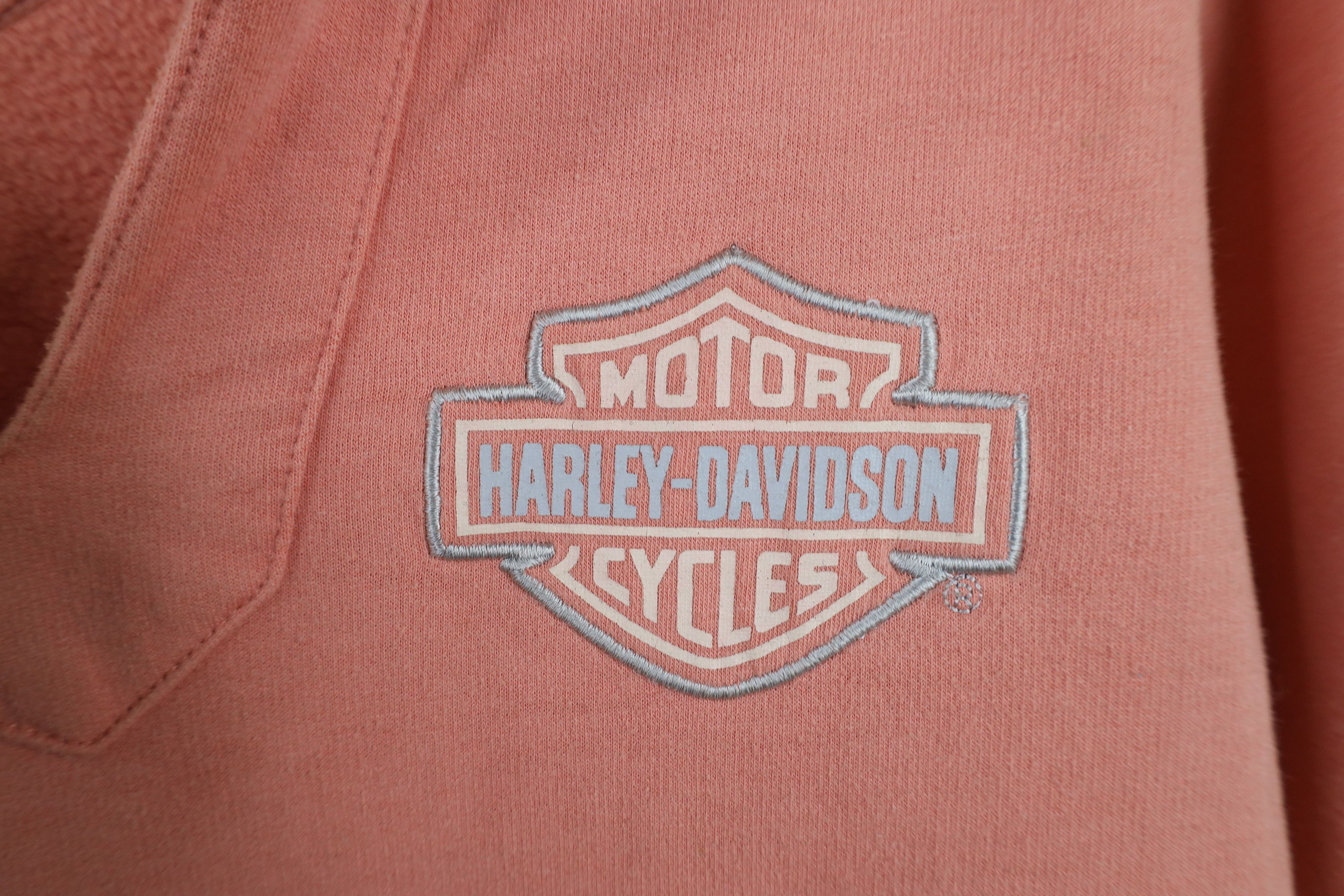 Harley Davidson × Vintage Vintage Harley Davidson Spell Out V-Neck Hoodie Pink Size S / US 4 / IT 40 - 4 Thumbnail