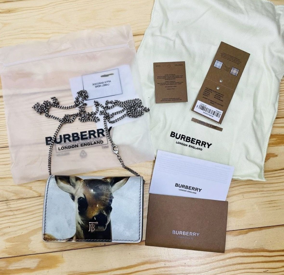 Burberry Burberry White Deer Leather Wallet on Chain Brown Size ONE SIZE - 10 Thumbnail