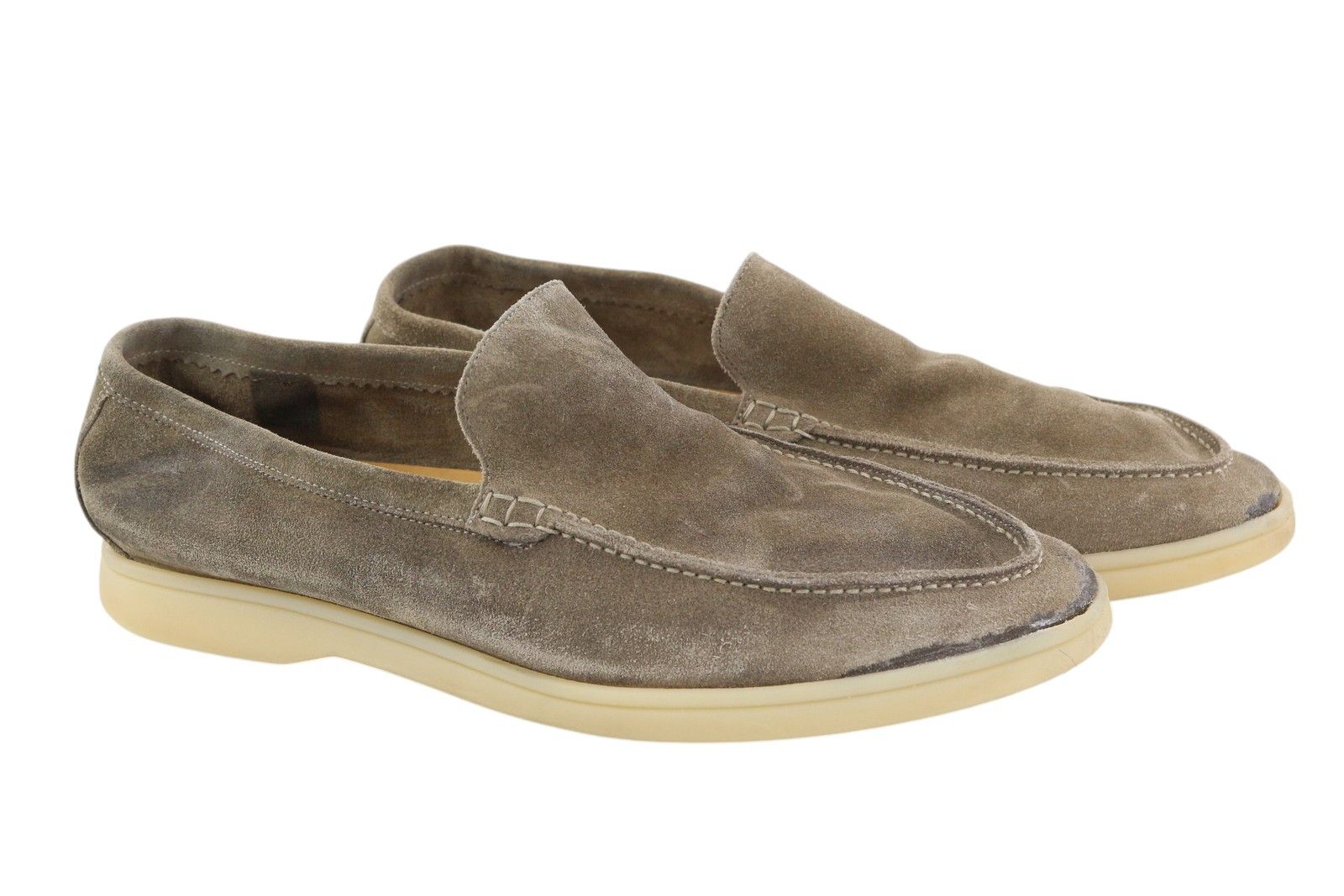 Suitsupply Eu44 Grey Suede Leather Almond Toe Slip On Shoes 83570, Men's (Size 11)