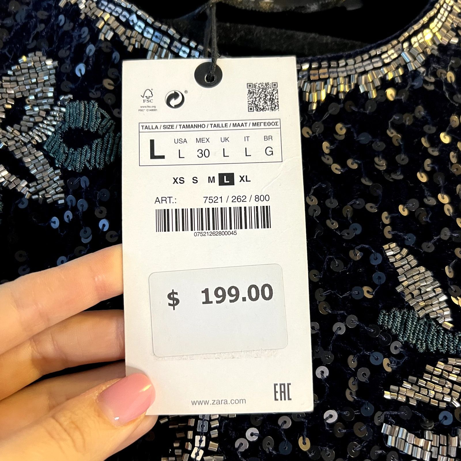 Zara Zara limited edition beaded and sequin embroidered navy Size L / US 10 / IT 46 - 8 Thumbnail