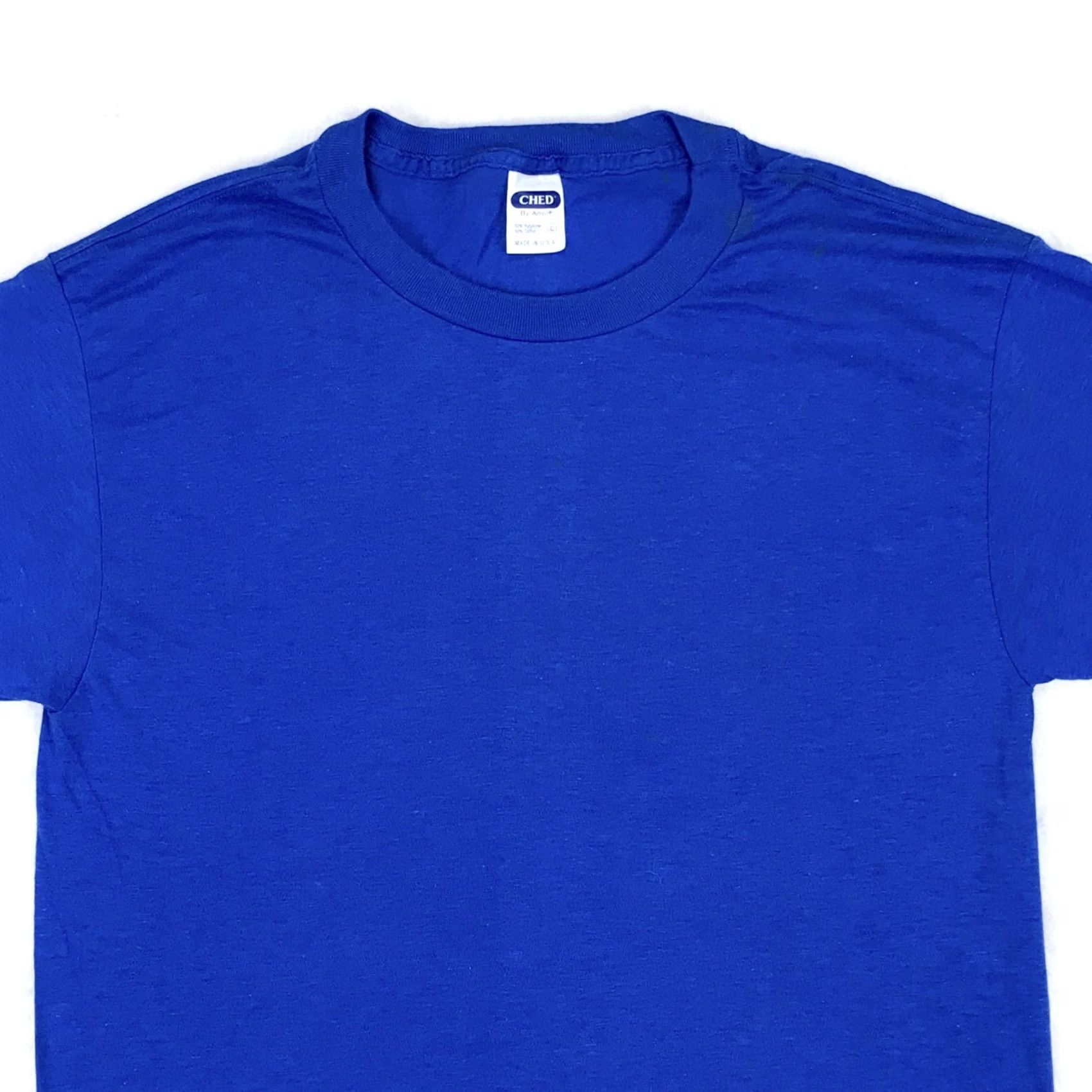 Vintage VINTAGE Ched BLANK T-Shirt SMALL/MEDIUM BLUE single stitch 80s PAPER THIN Mens Size US S / EU 44-46 / 1 - 3 Thumbnail