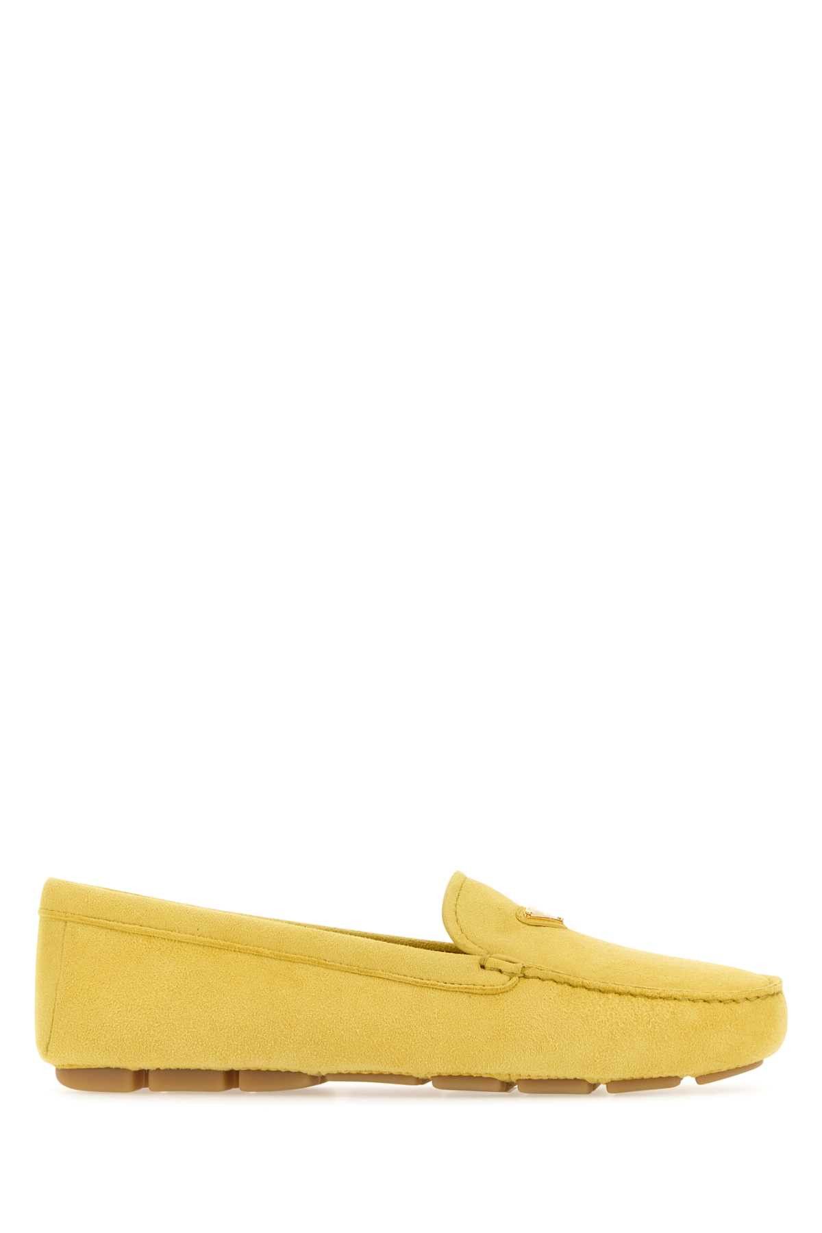 image of Prada Yellow Suede Loafers, Women's (Size 8)