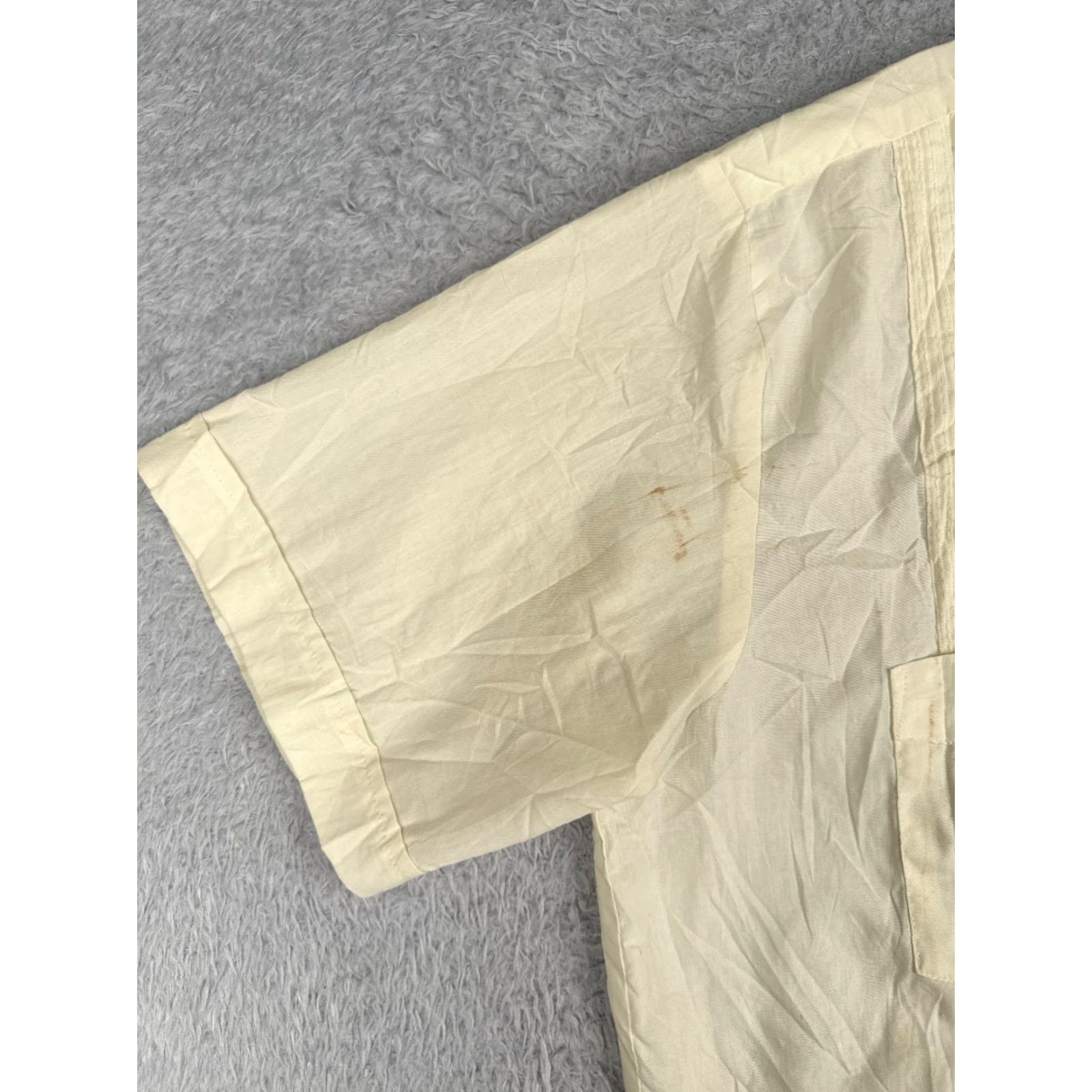 Haband The Genuine Haband Guayabera Shirt Men Large Yellow 4 Pocket Poly Blend READ Size US L / EU 52-54 / 3 - 3 Thumbnail