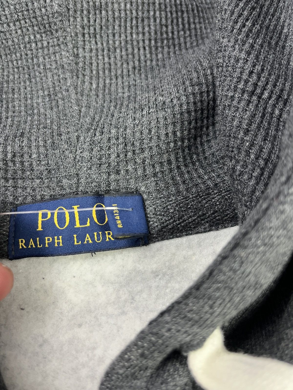 Polo Ralph Lauren Full Zip Hoodie XL Dark Grey Thermal Waffle Lined Sweatshirt Size US XL / EU 56 / 4 - 7 Thumbnail