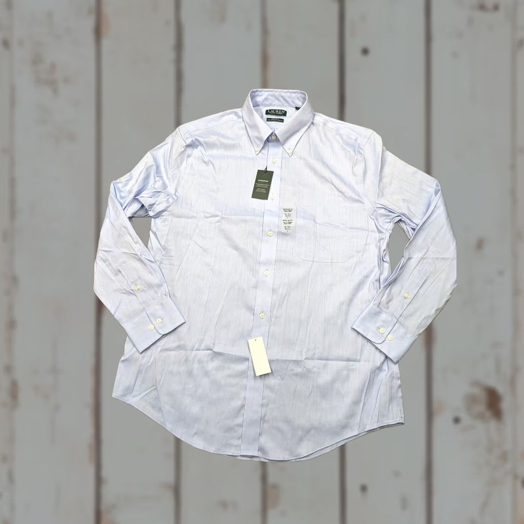 Ralph Lauren Lauren Ralph Shirt Mens L Blue Herringbone Regular Fit Size US L / EU 52-54 / 3 - 1 Thumbnail