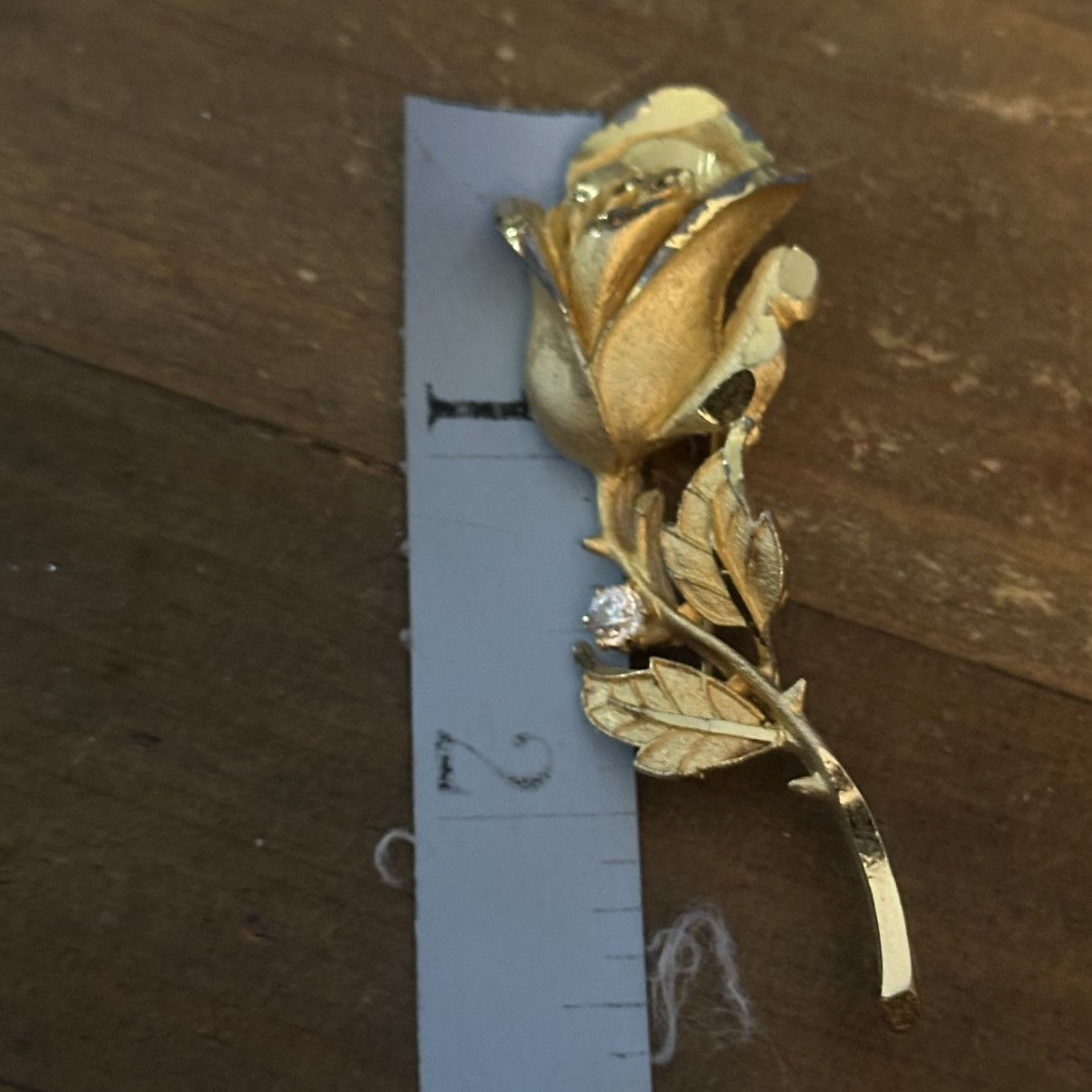 Vintage Vintage Diamond cut golden rose brooch Size ONE SIZE - 2 Thumbnail