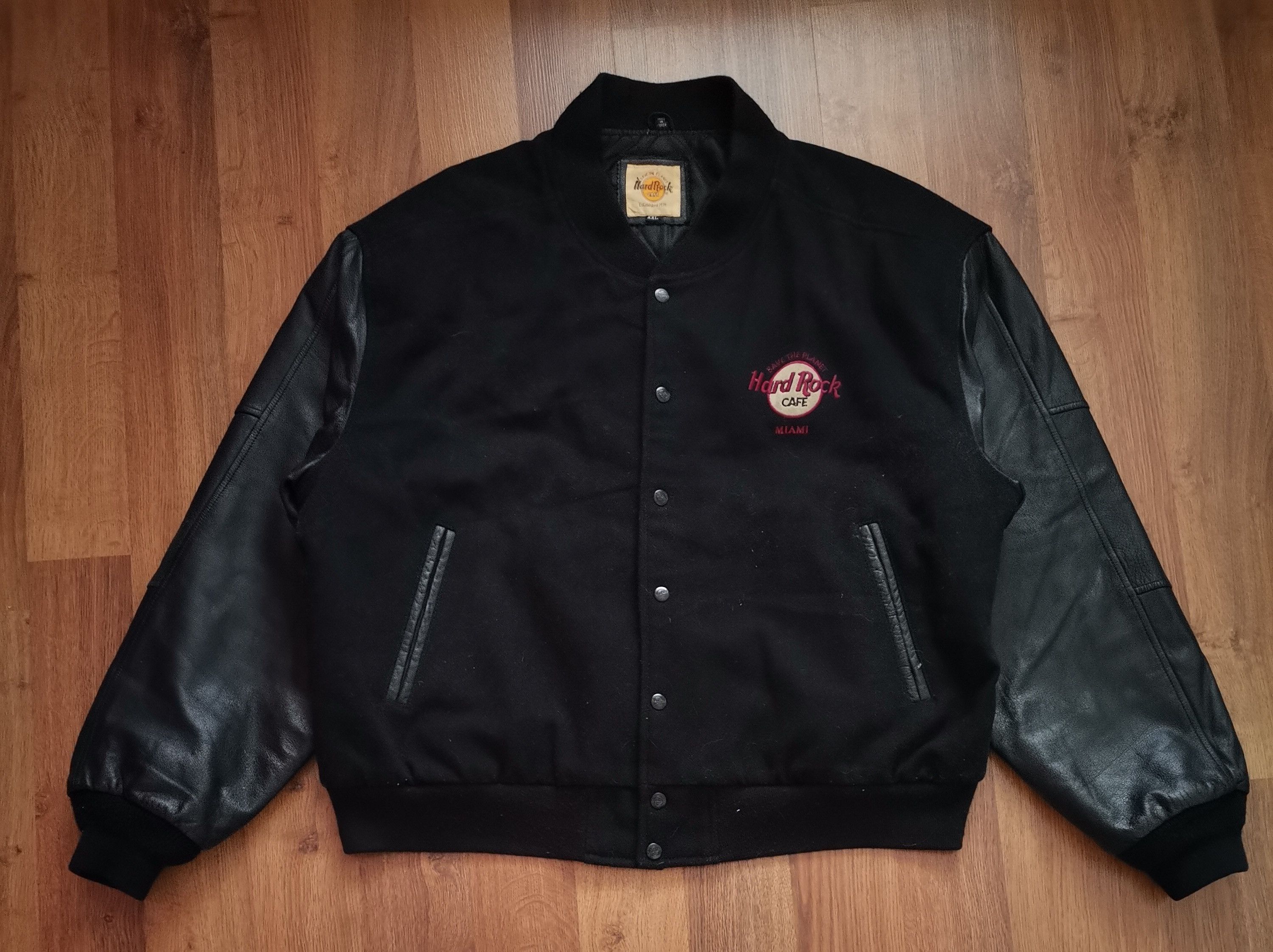 Hard Rock Cafe × Vintage Vintage Hard Rock Cafe Miami Varsity Leather Jacket Size US XXL / EU 58 / 5 - 3 Thumbnail