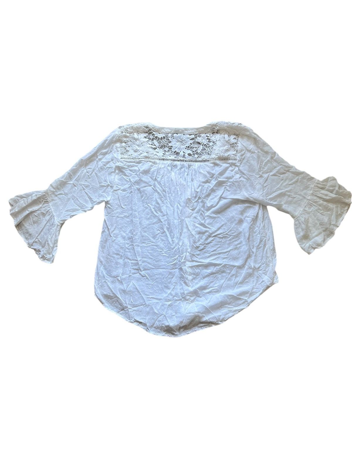 Torrid Torrid White Bell Sleeve Lace Button Down Blouse | 0 (large) Size L / US 10 / IT 46 - 4 Thumbnail
