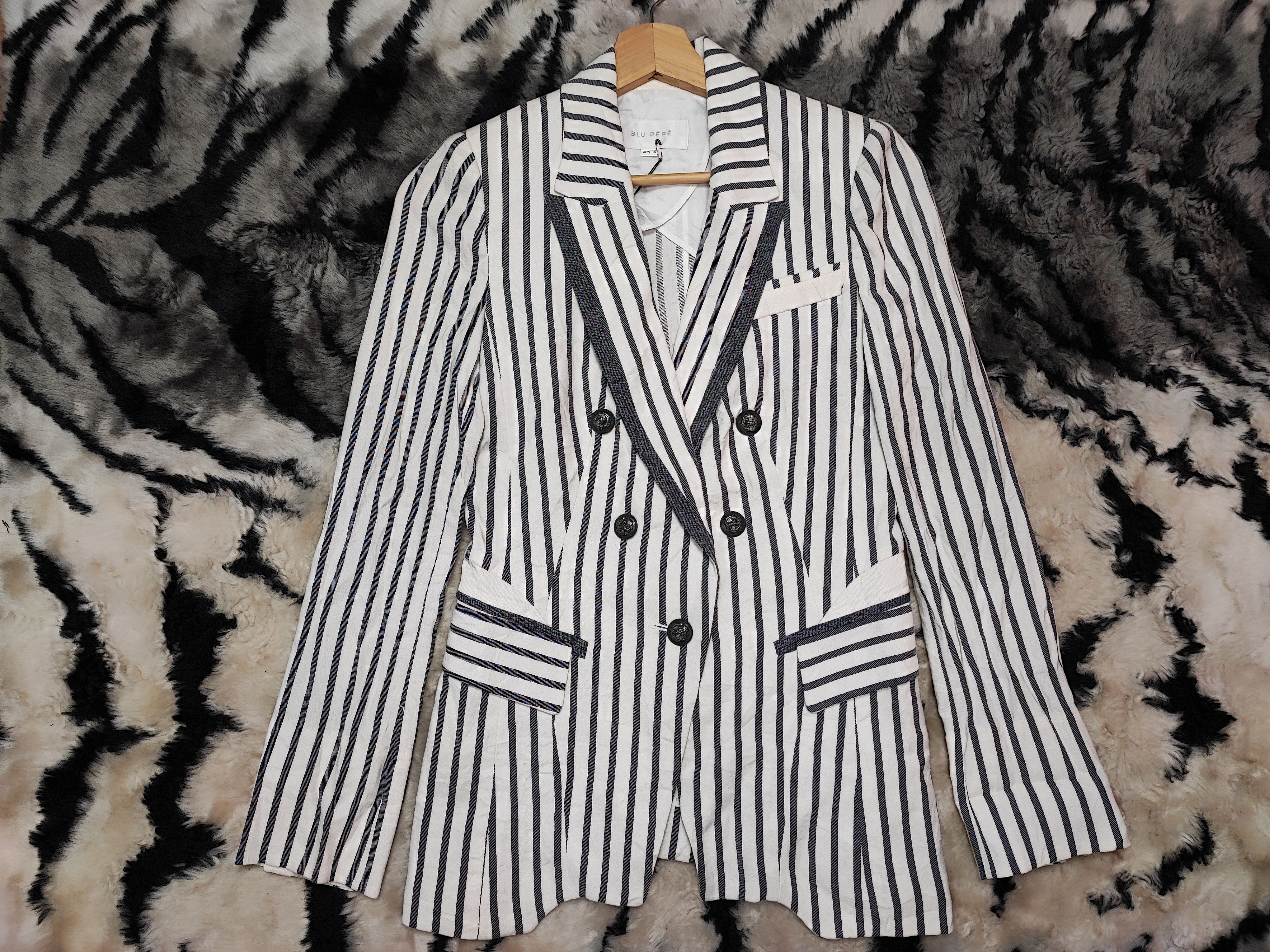 Hysteric Glamour BLU PÉPÉ Nautical Striped Double Breasted Blazer Jacket Size US L / EU 52-54 / 3 - 1 Thumbnail