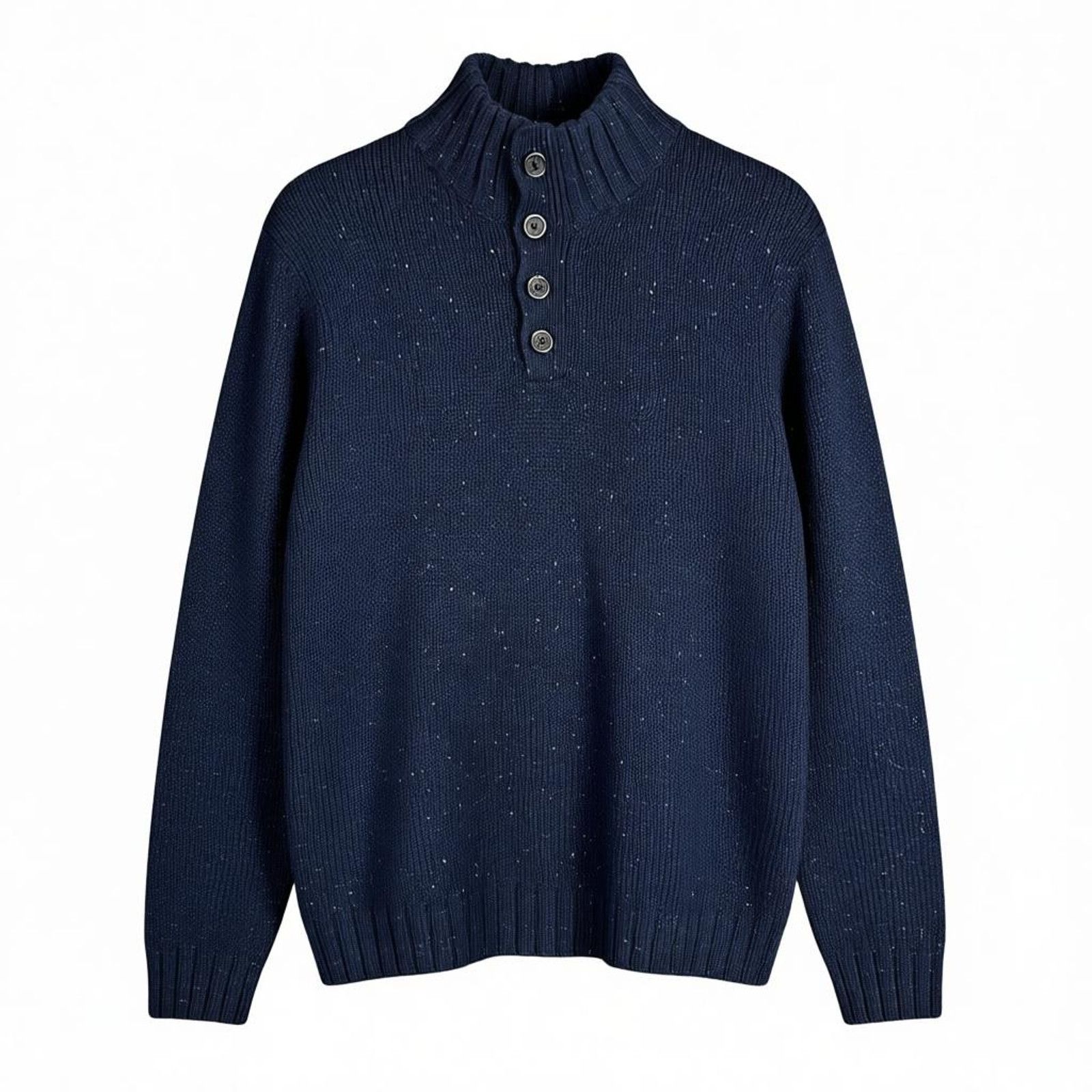 Nautica Nautica Men's Large Four-Button Mock Neck Speckled Sweater Size US L / EU 52-54 / 3 - 1 Thumbnail