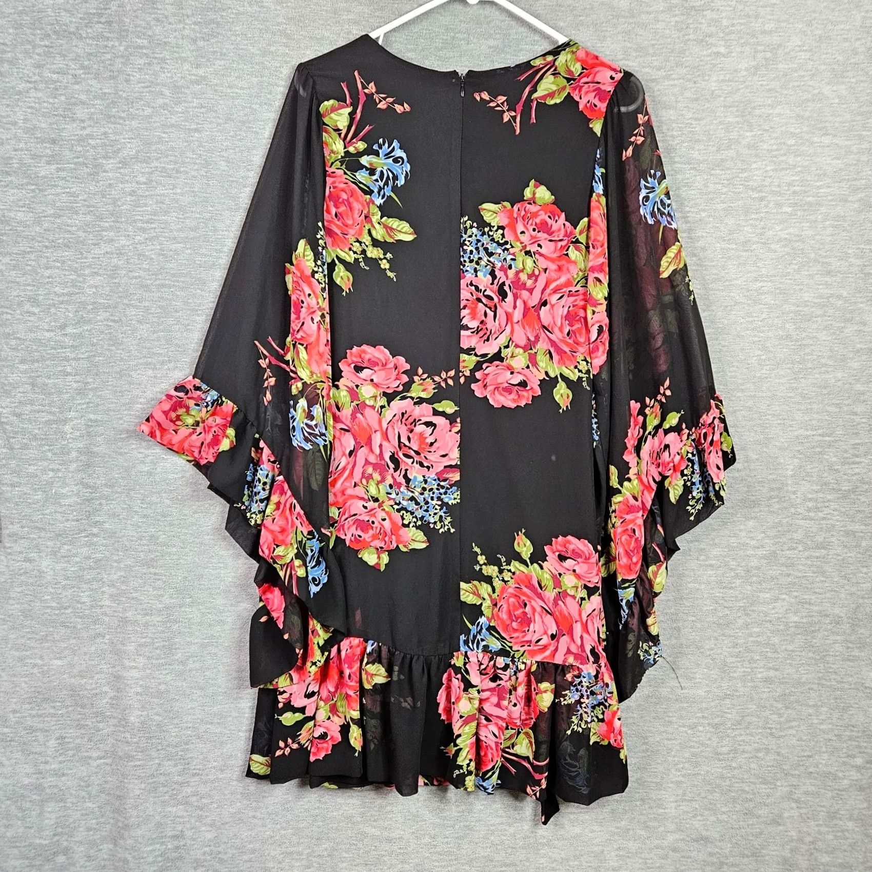 Betsey Johnson Betsey Johnson Dress Black Floral Wrap V Neck 3/4 Sleeve A-Line Size 10 Womens Dress Size L / US 10 / IT 46 - 6 Thumbnail