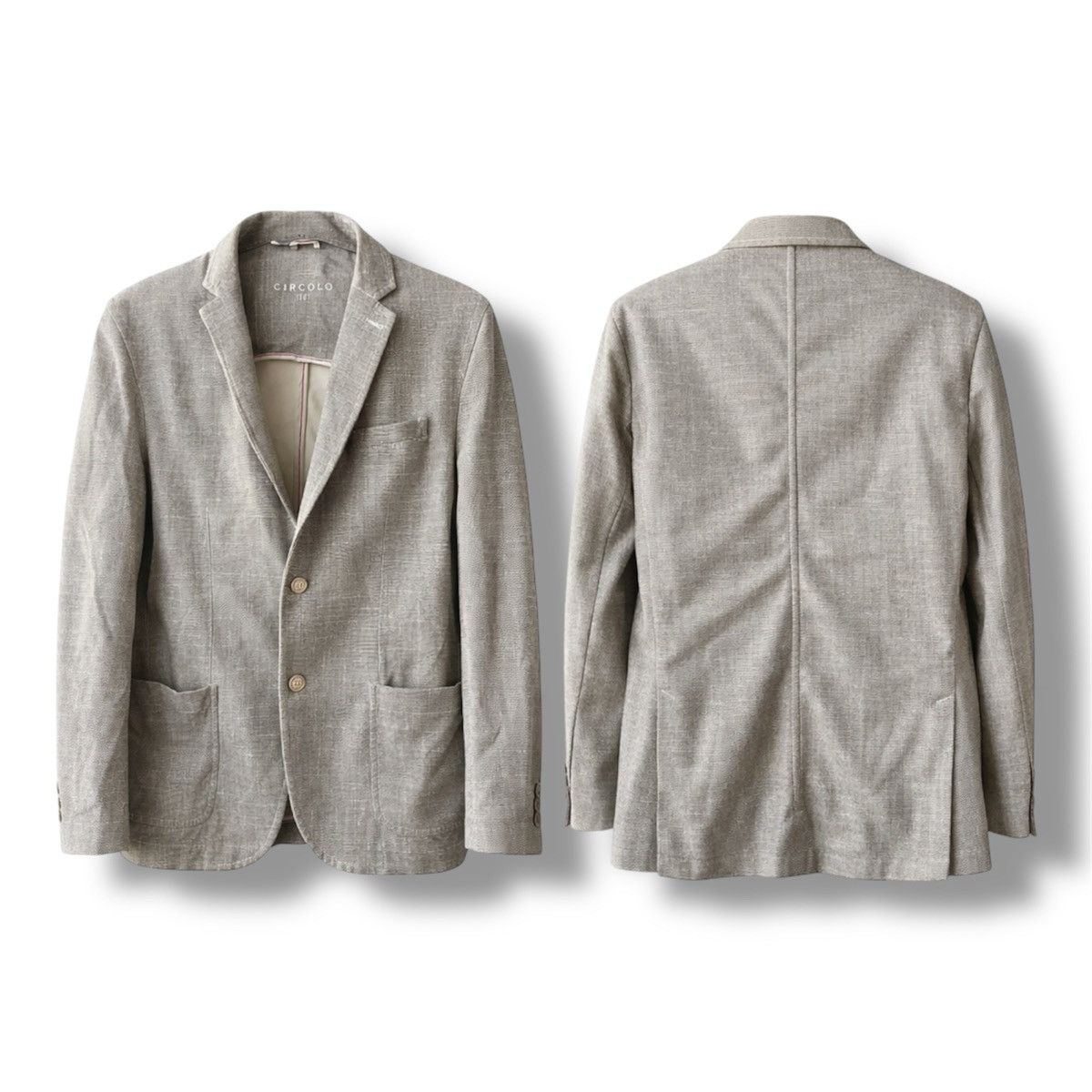 Circolo 1901 CIRCOLO 1901 STRETCH MENS GRAY BEIGE SOLID BLAZER JACKET 56 Size 54L - 2 Thumbnail