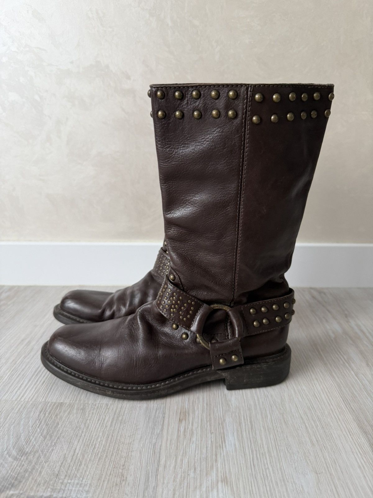 Moschino Vintage Italian AS 98 Rick Owens Style Leather Cowboy Boots Size US 8 / EU 41 - 5 Thumbnail