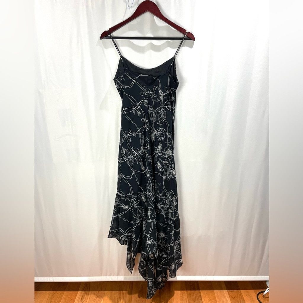 Other Y2K Vtg Black Floral Printed Cami Slip Bias Midi Dress 12/M Size M / US 6-8 / IT 42-44 - 3 Thumbnail