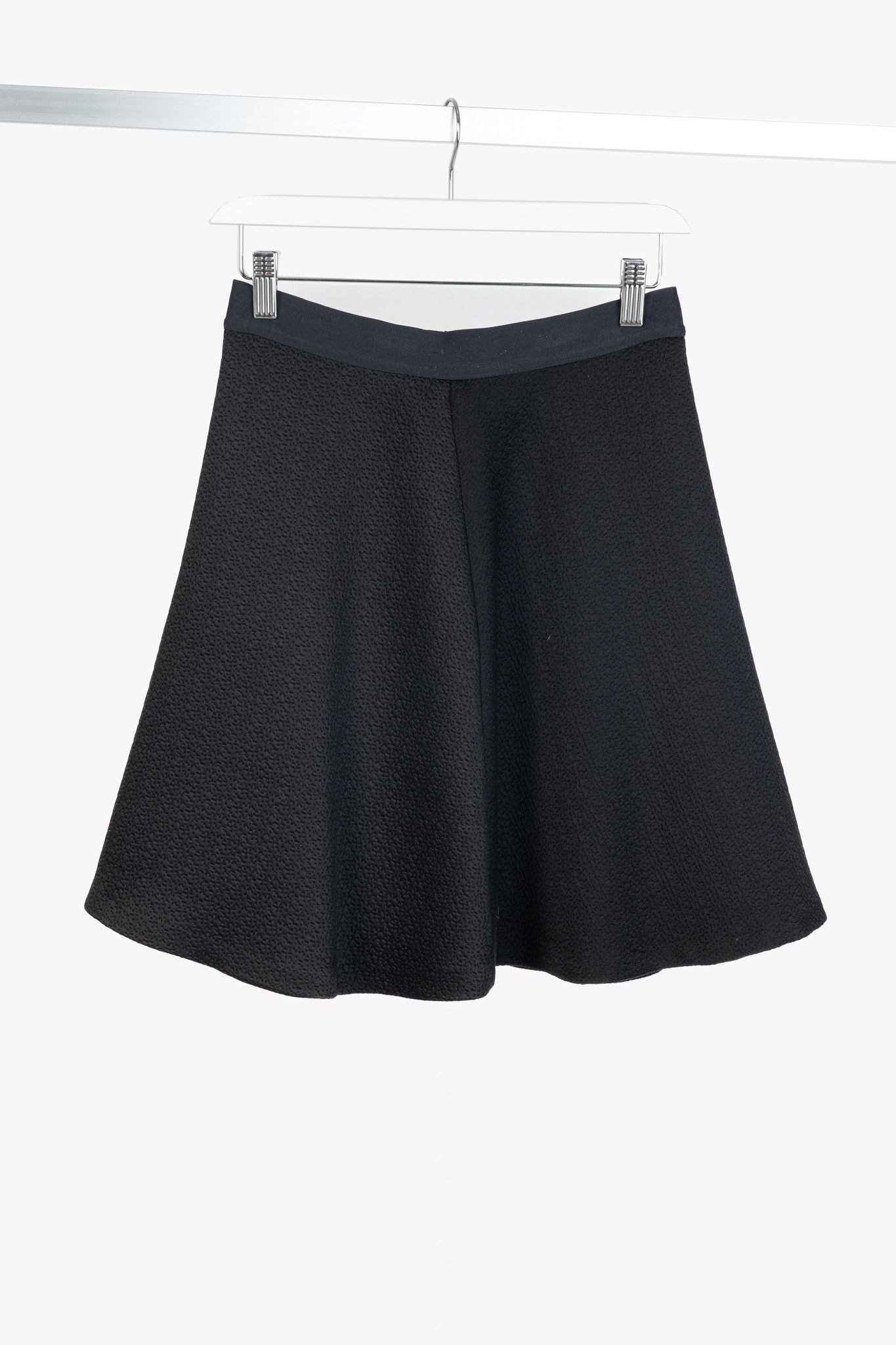 Sandro Sandro Black Textured-Satin A-Line Mini Skirt Size 25" / US 0 / IT 36 - 1 Thumbnail