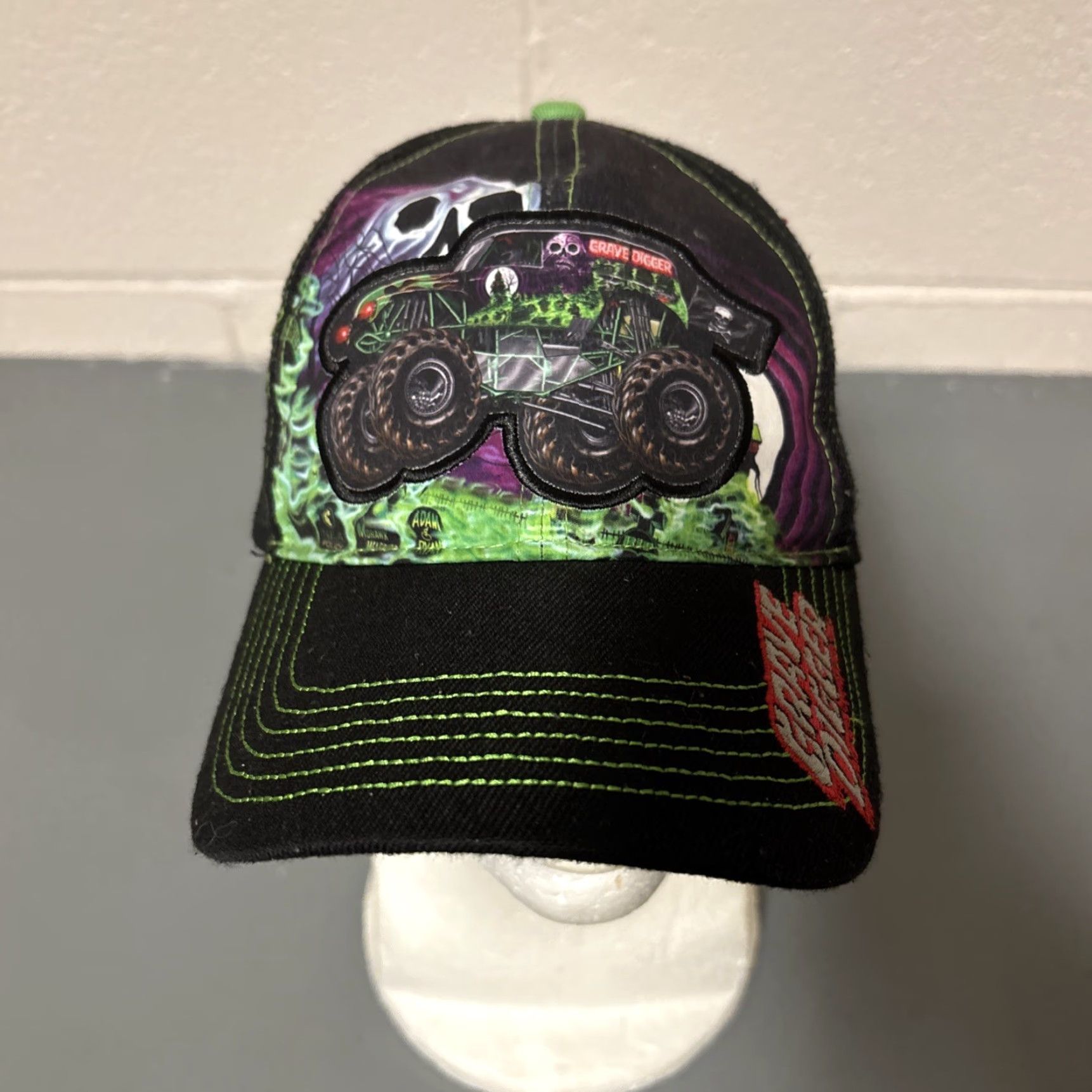 Vintage Monster Jam grave digger Monster Truck Embroidered Hat snapback Men One Size Black Size ONE SIZE - 3 Thumbnail