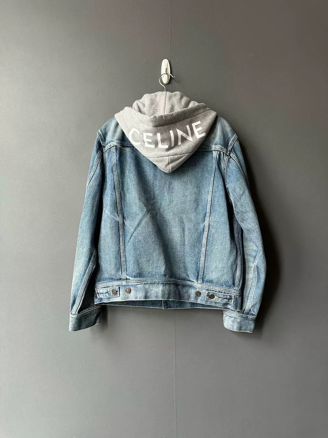 Celine gray logo denim jacket with hood Size US S / EU 44-46 / 1 - 1 Thumbnail