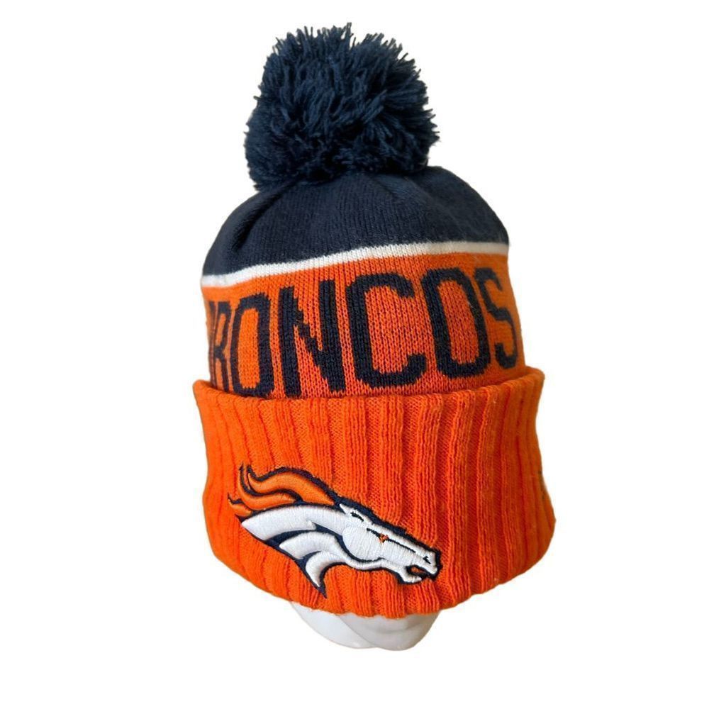New Era Denver Broncos New Era Orange Marl Cuffed Knit Hat with Pom Size ONE SIZE - 1 Thumbnail