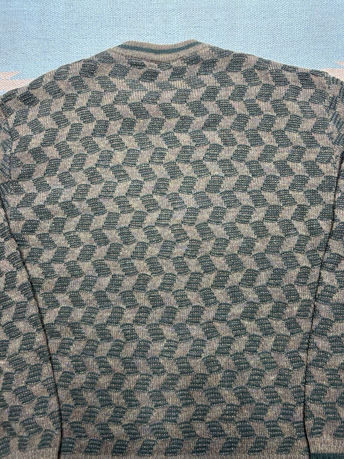 Vintage Vintage Torras knit sweater wool suede accents geometric L Size US L / EU 52-54 / 3 - 8 Thumbnail