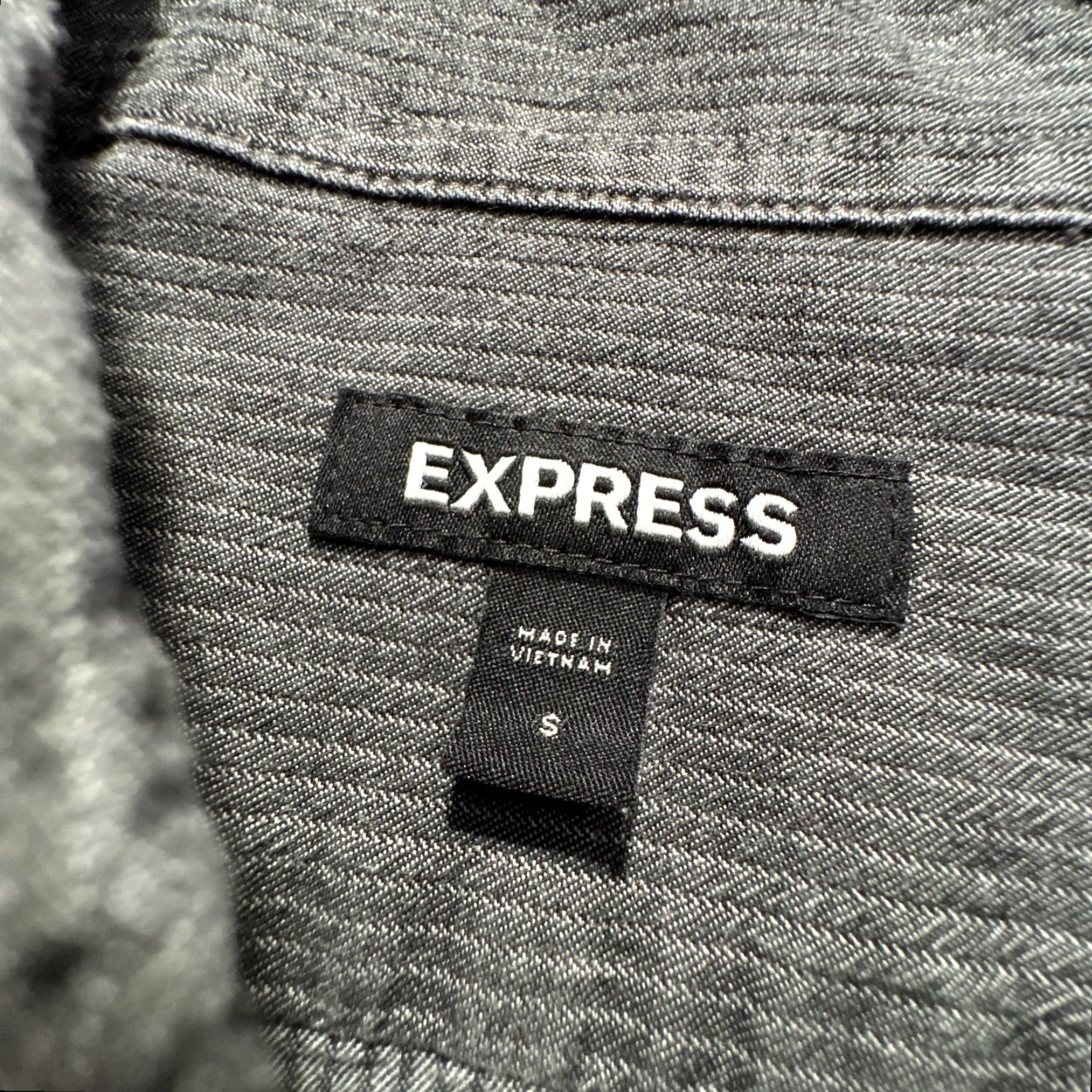 Express Express Shirt Mens Small Gray Stripe Pocket Button Up Casual Preppy Adult Lounge Size US S / EU 44-46 / 1 - 3 Thumbnail