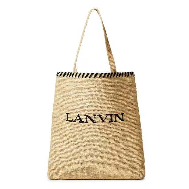 Lanvin o1g2r1mq1024 Size: OS / Raffia Logo Tote Bag Natural & Black Size ONE SIZE - 1 Thumbnail